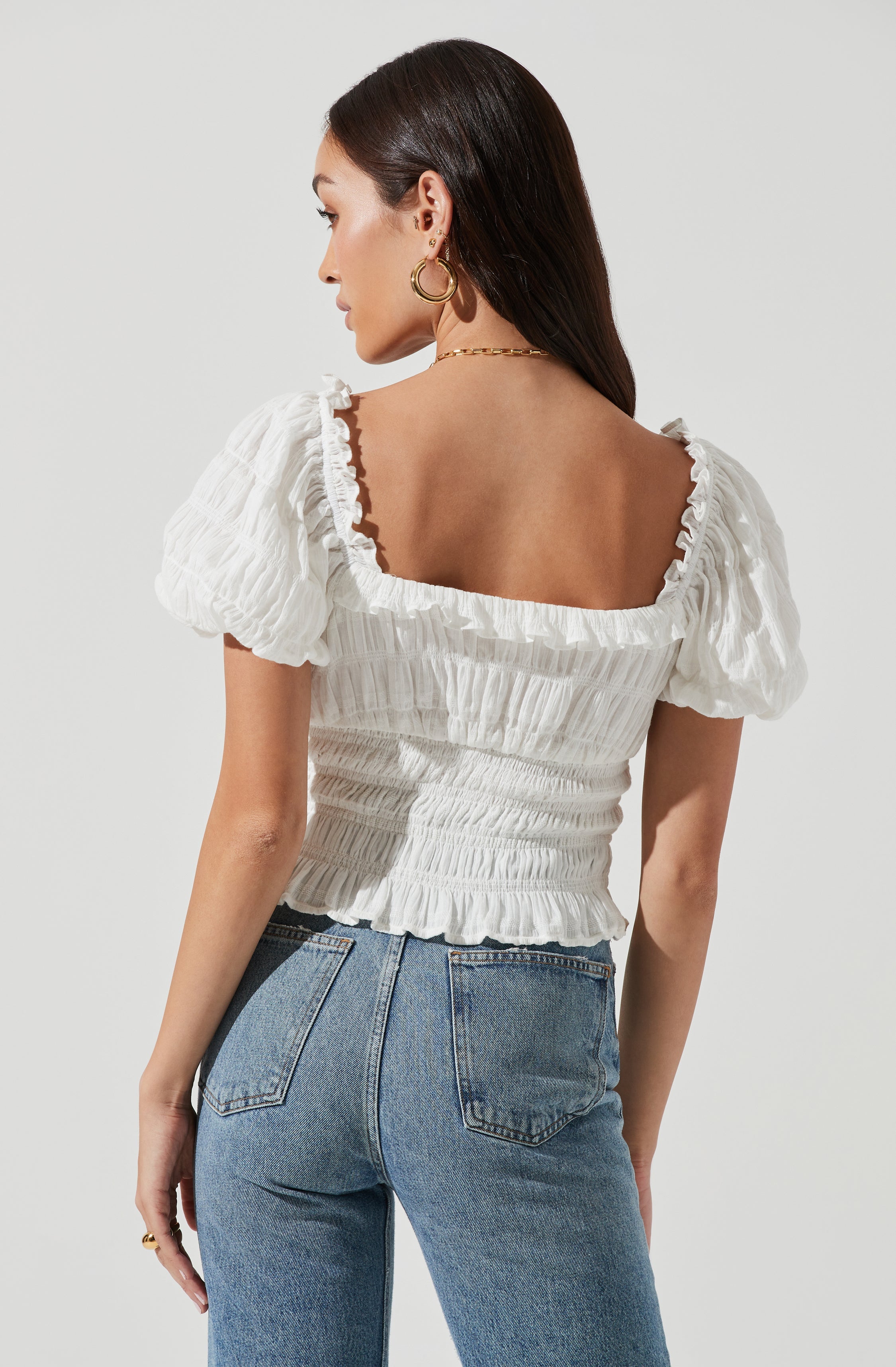 Anza Smocked Puff Sleeve Top-Aljck