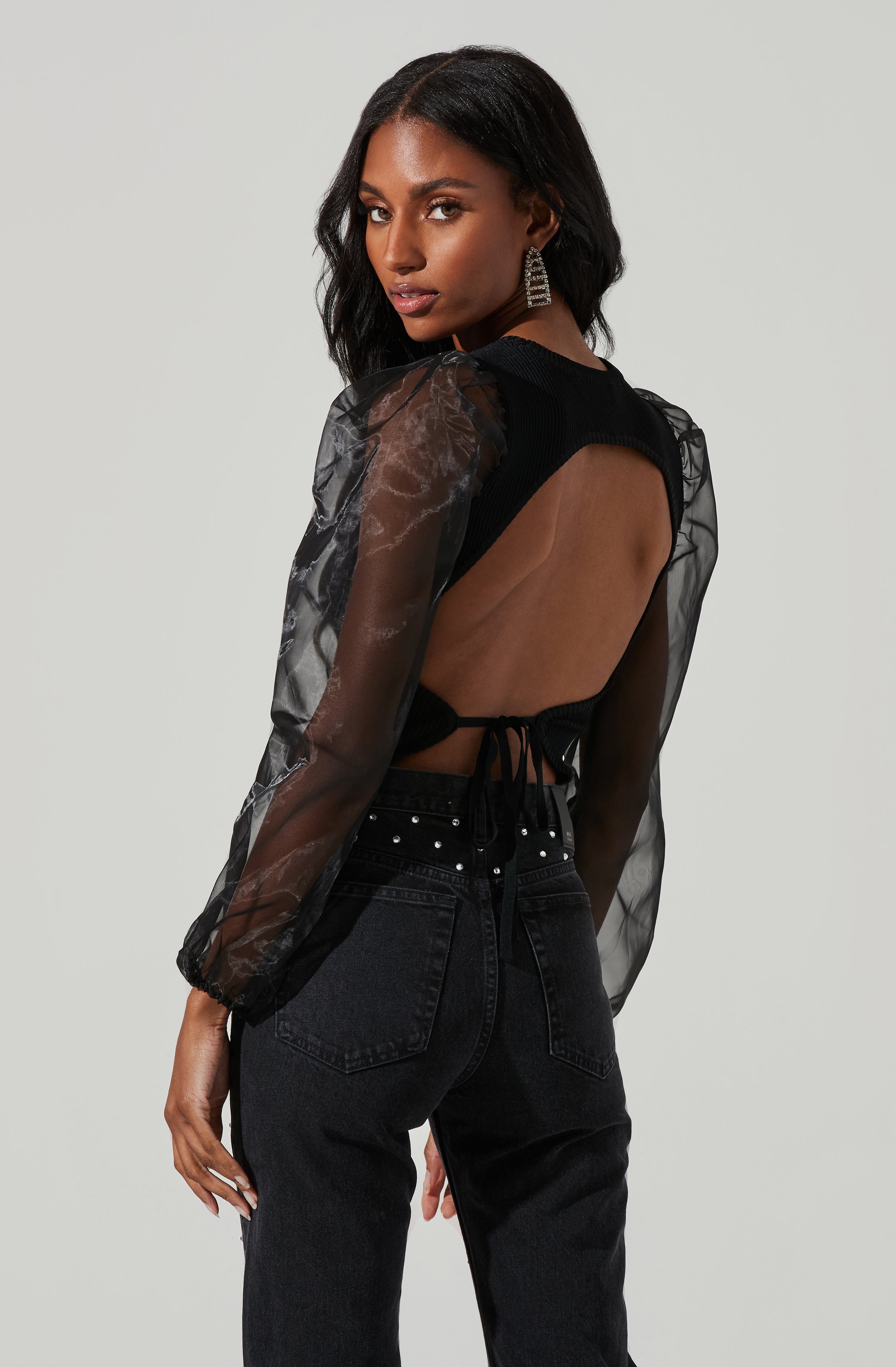 Audrina Chiffon Sleeve Sweater-Aljck