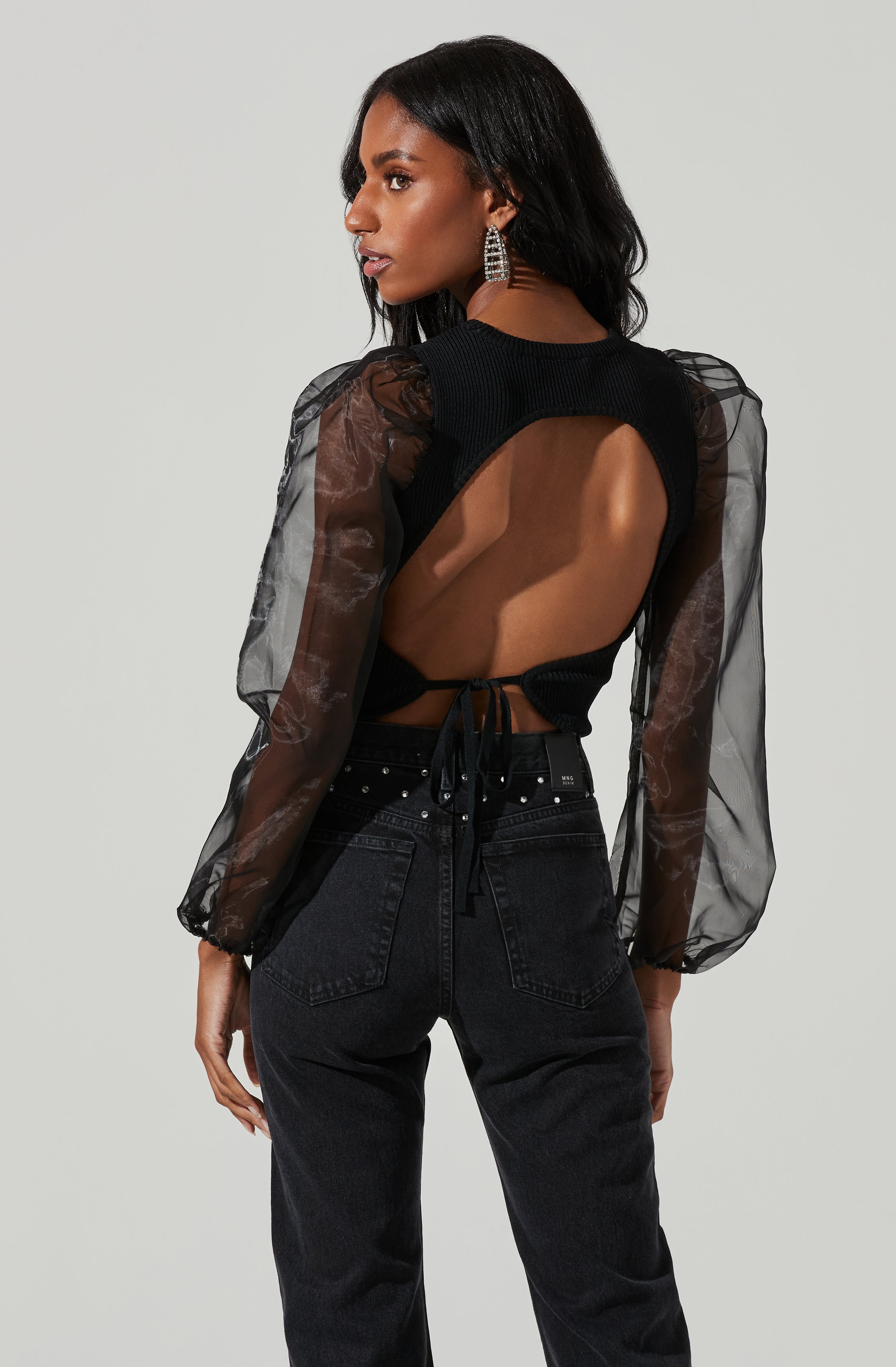 Audrina Chiffon Sleeve Sweater-Aljck