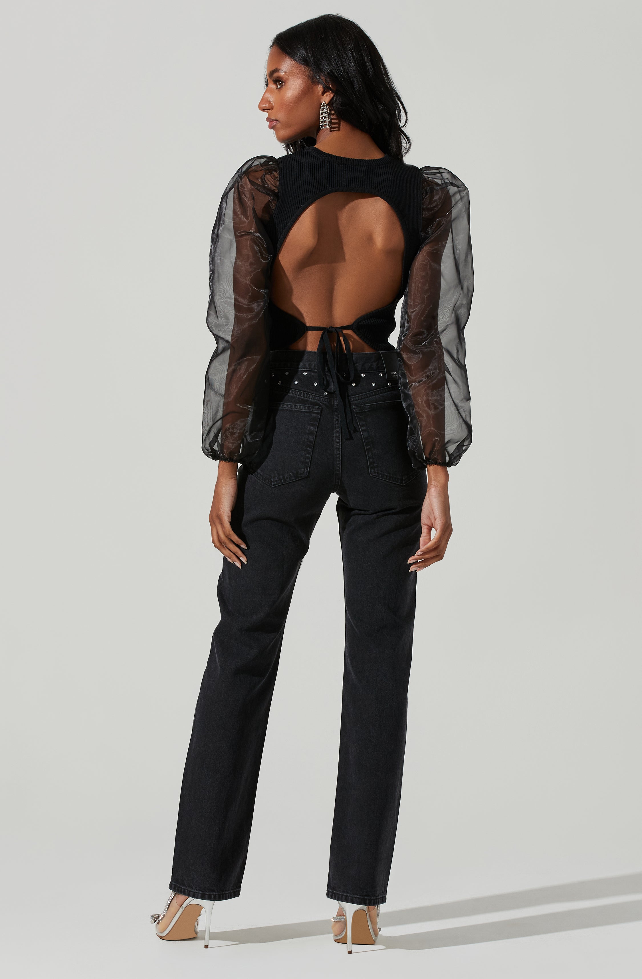 Audrina Chiffon Sleeve Sweater-Aljck