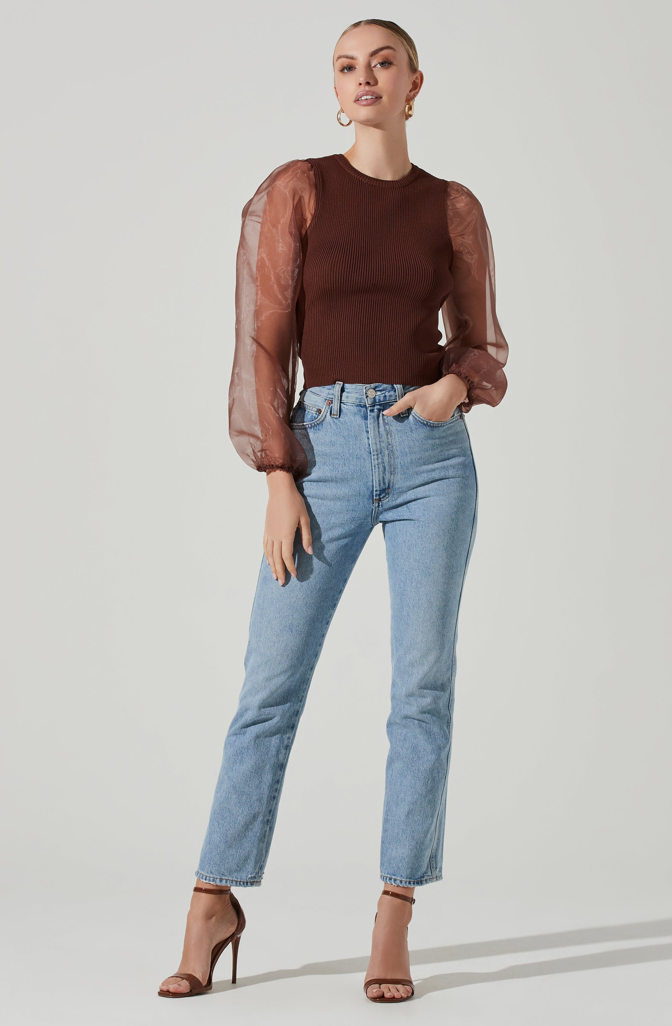 Audrina Chiffon Sleeve Sweater-Aljck