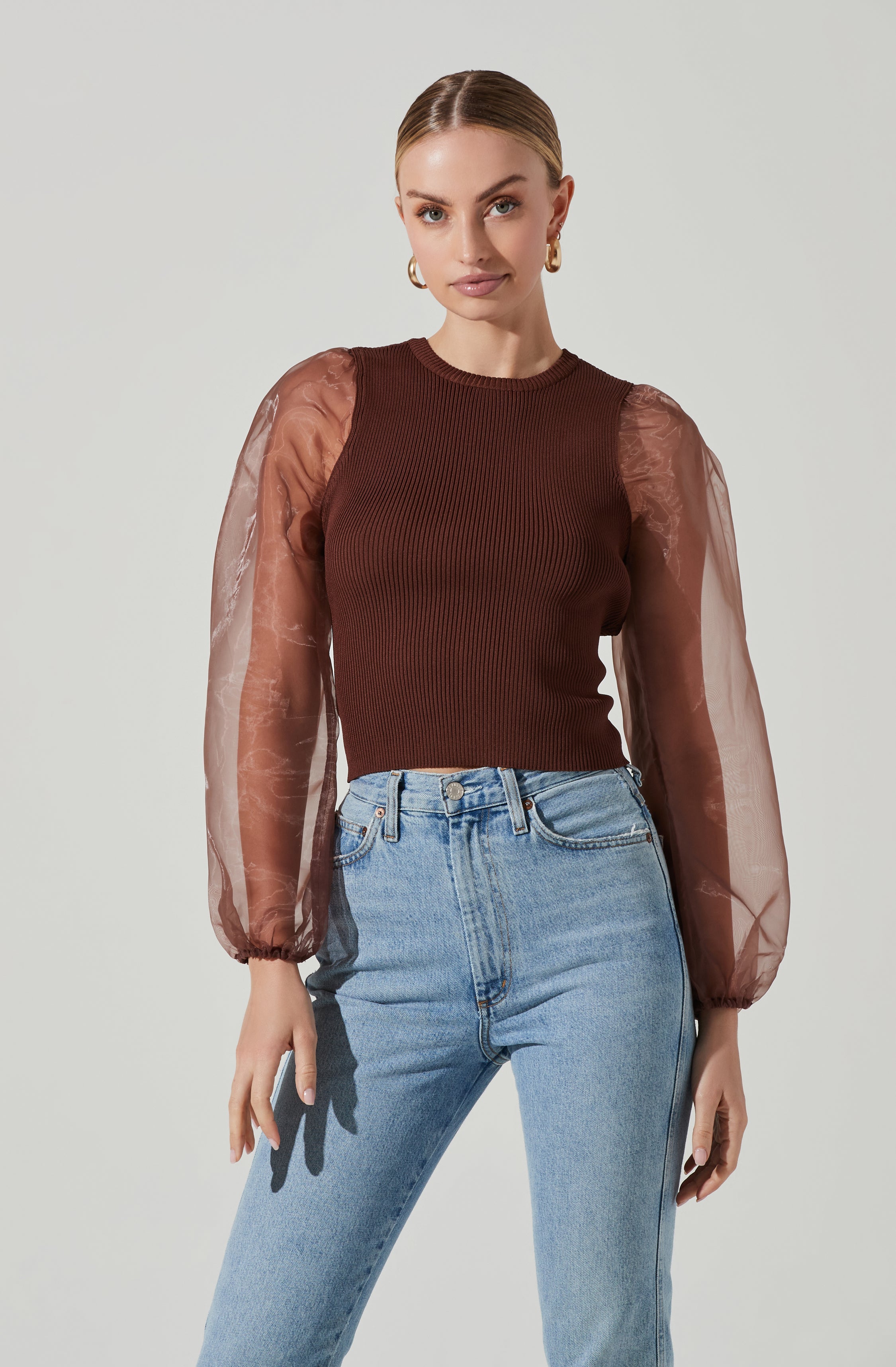 Audrina Chiffon Sleeve Sweater-Aljck