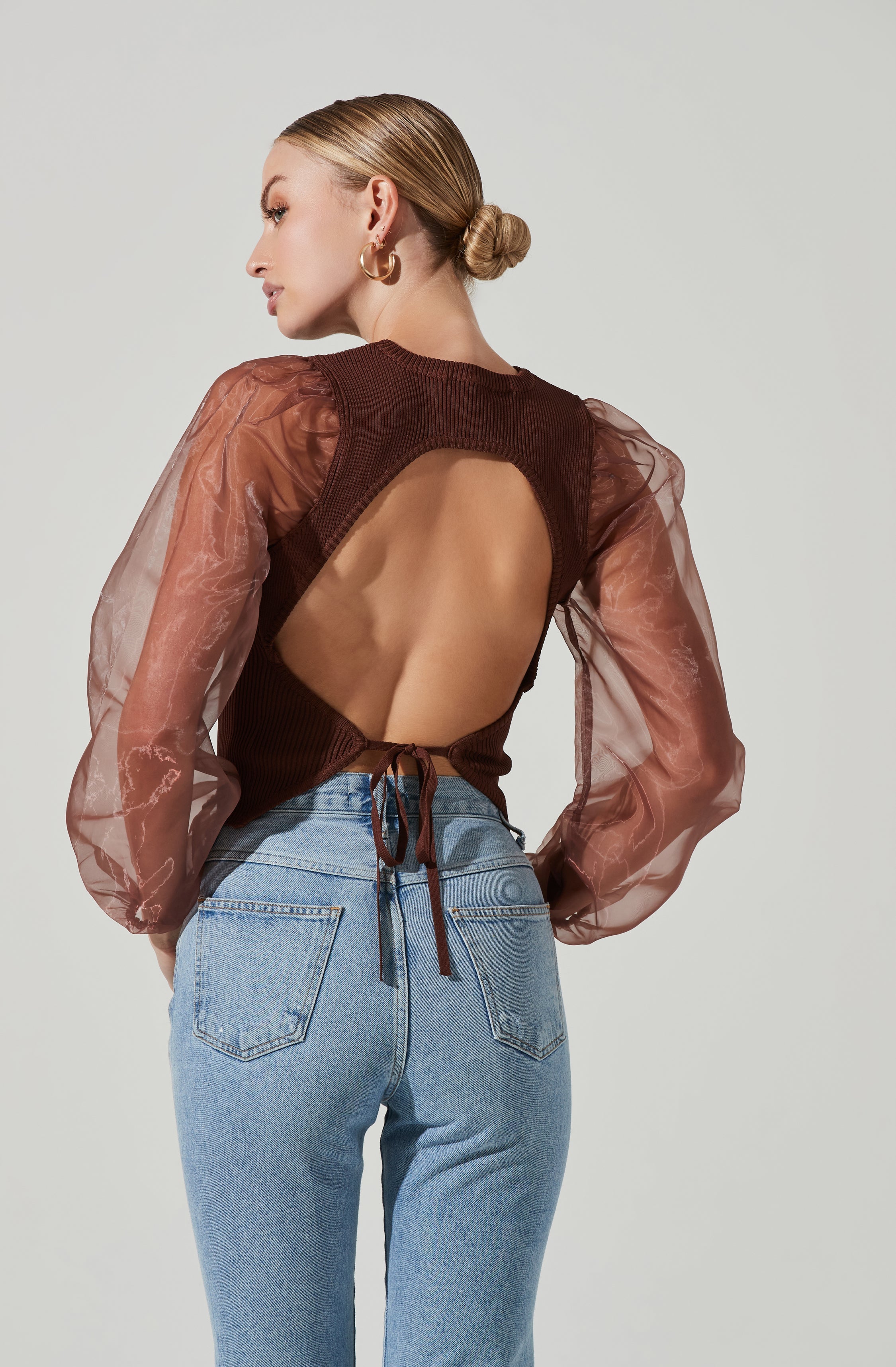 Audrina Chiffon Sleeve Sweater-Aljck