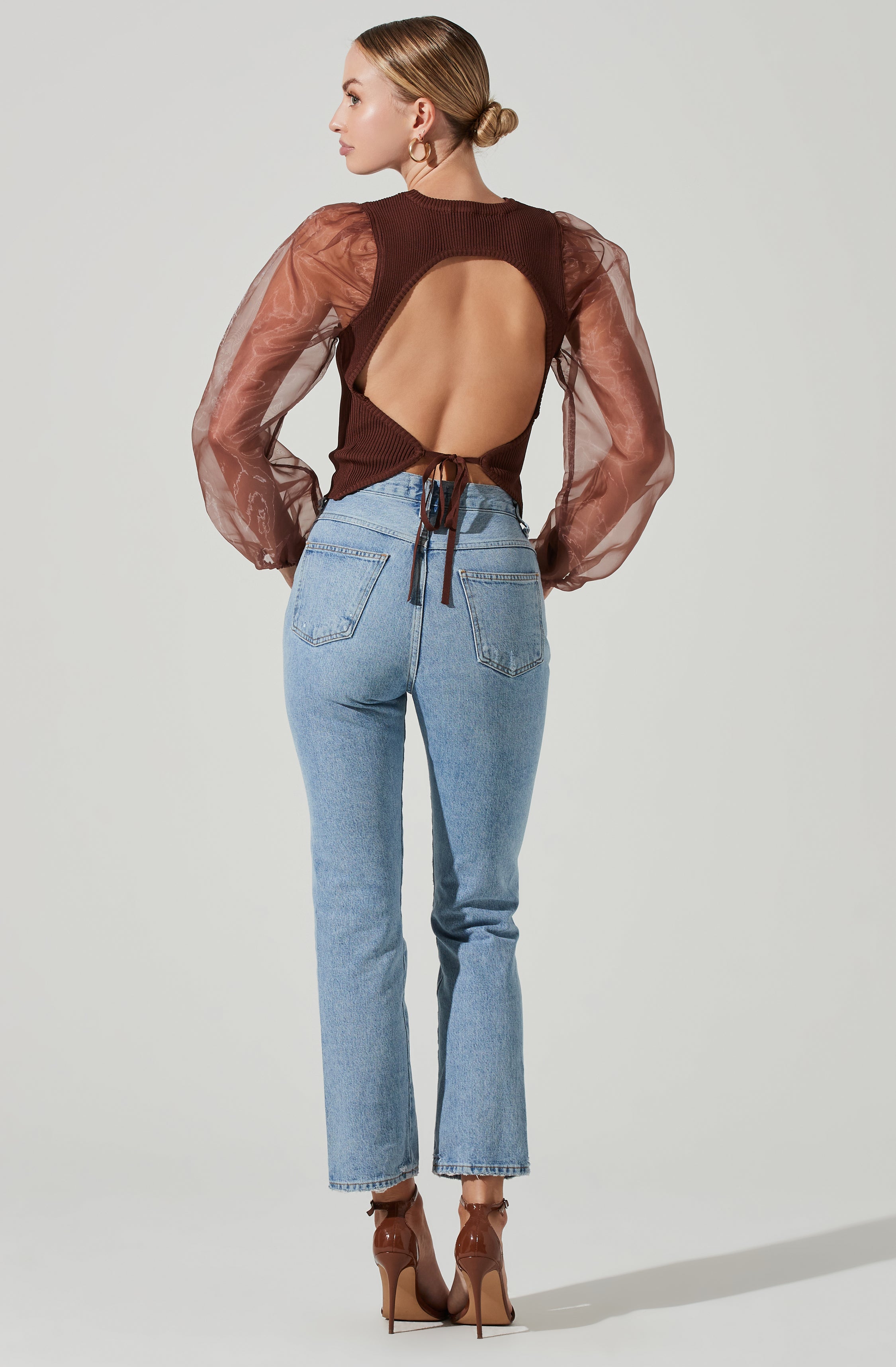 Audrina Chiffon Sleeve Sweater-Aljck