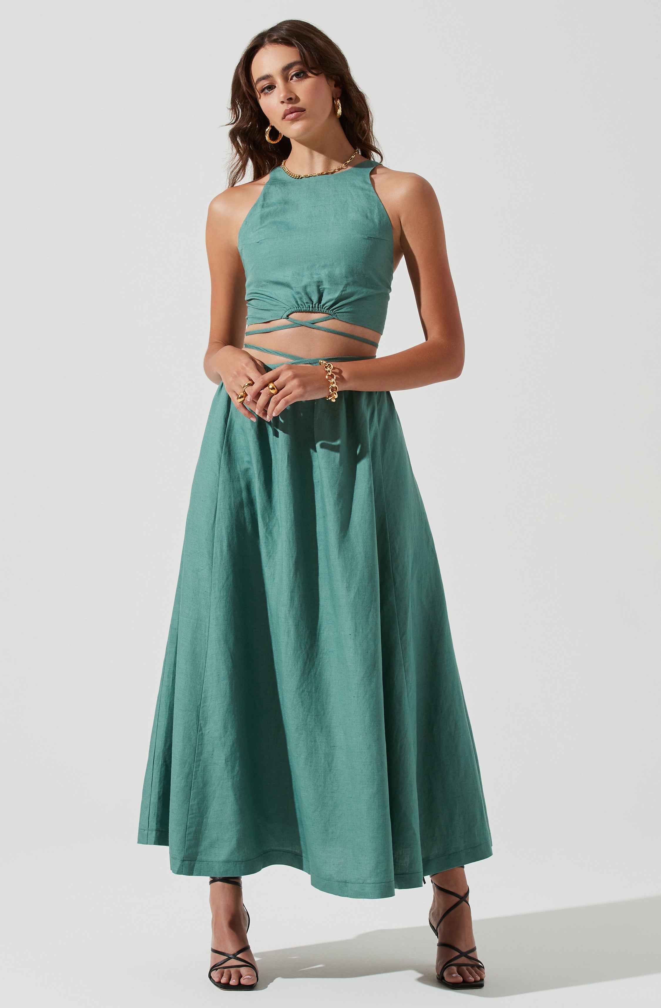Divine Tie Waist Maxi Skirt-Aljck