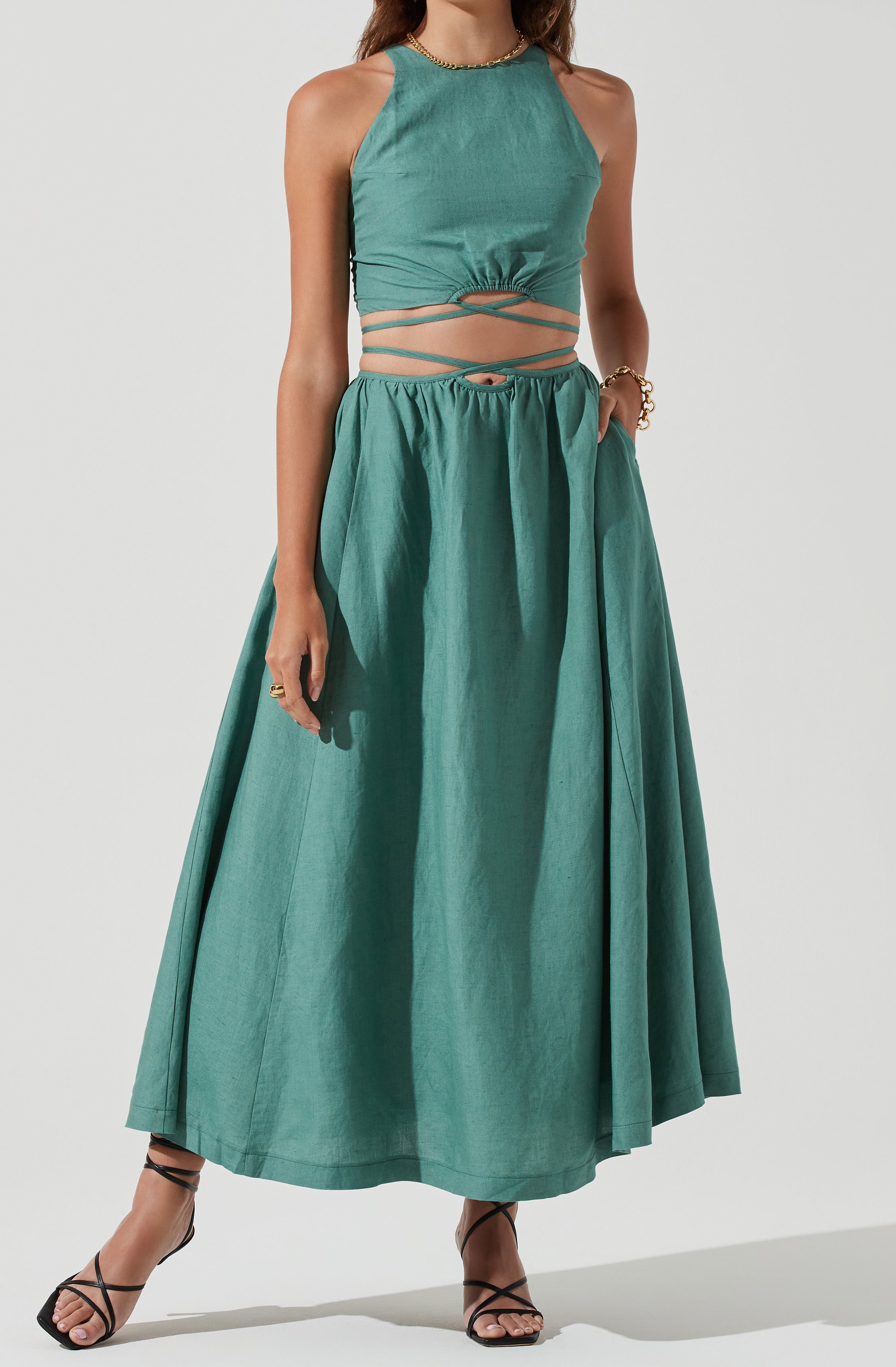 Divine Tie Waist Maxi Skirt-Aljck