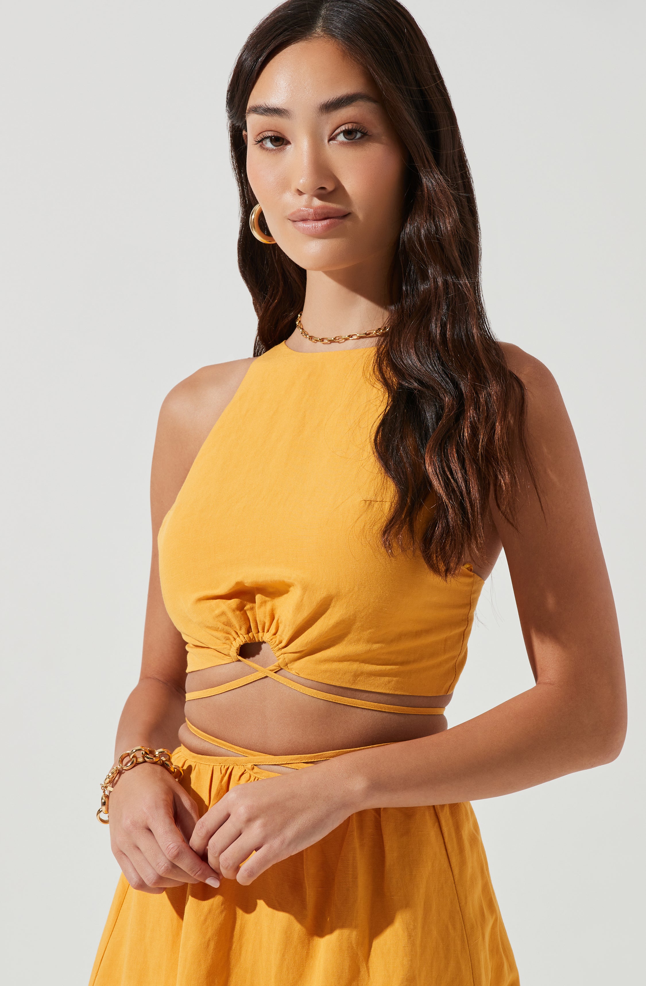 Divine Tie Waist Crop Top-Aljck