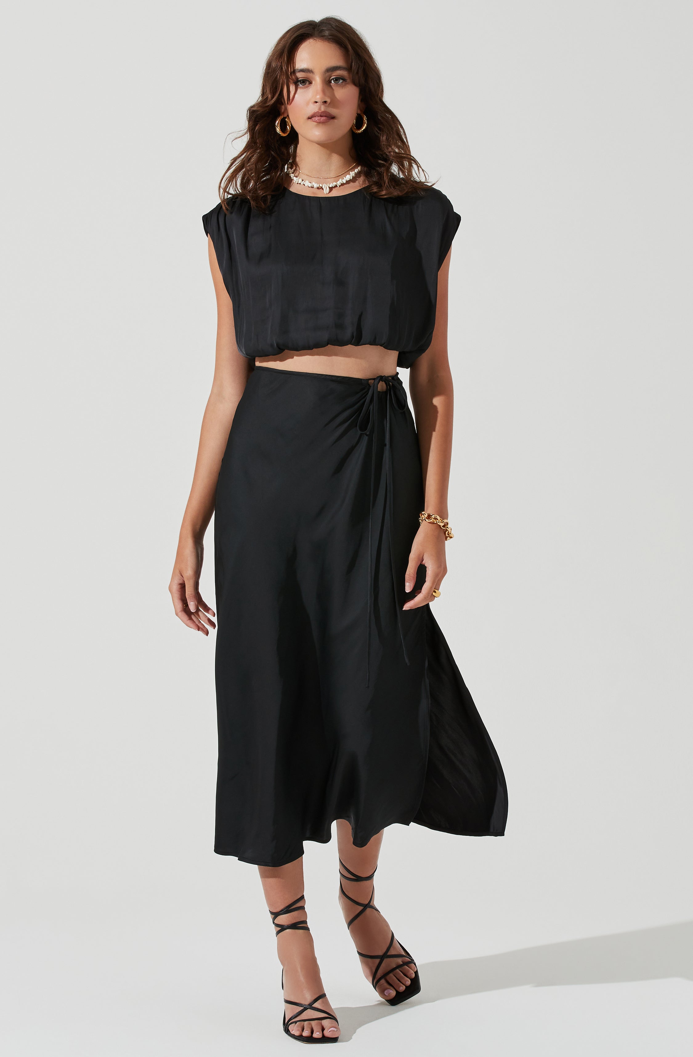 Riva Tie Waist Midi Skirt-Aljck
