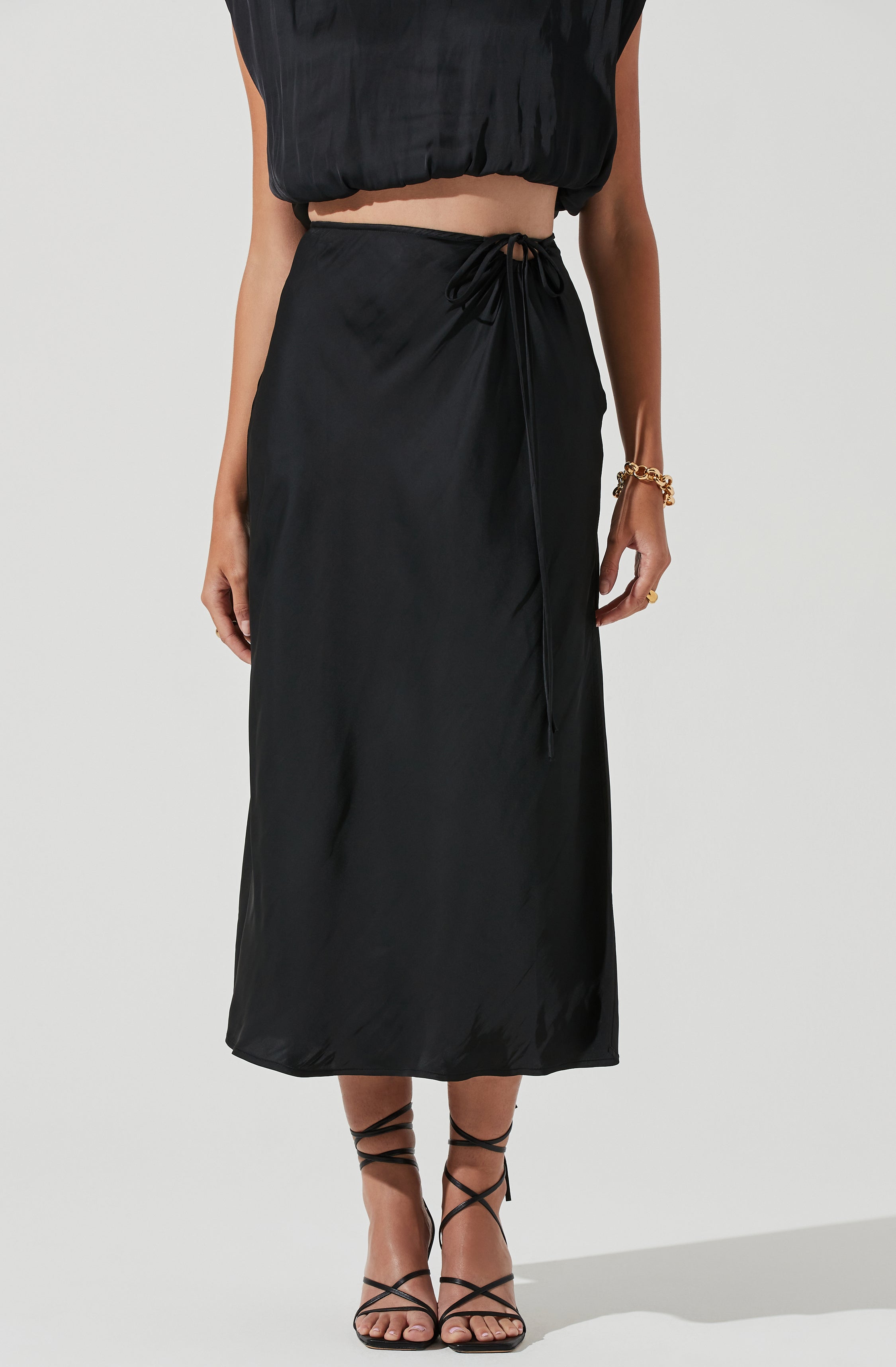 Riva Tie Waist Midi Skirt-Aljck