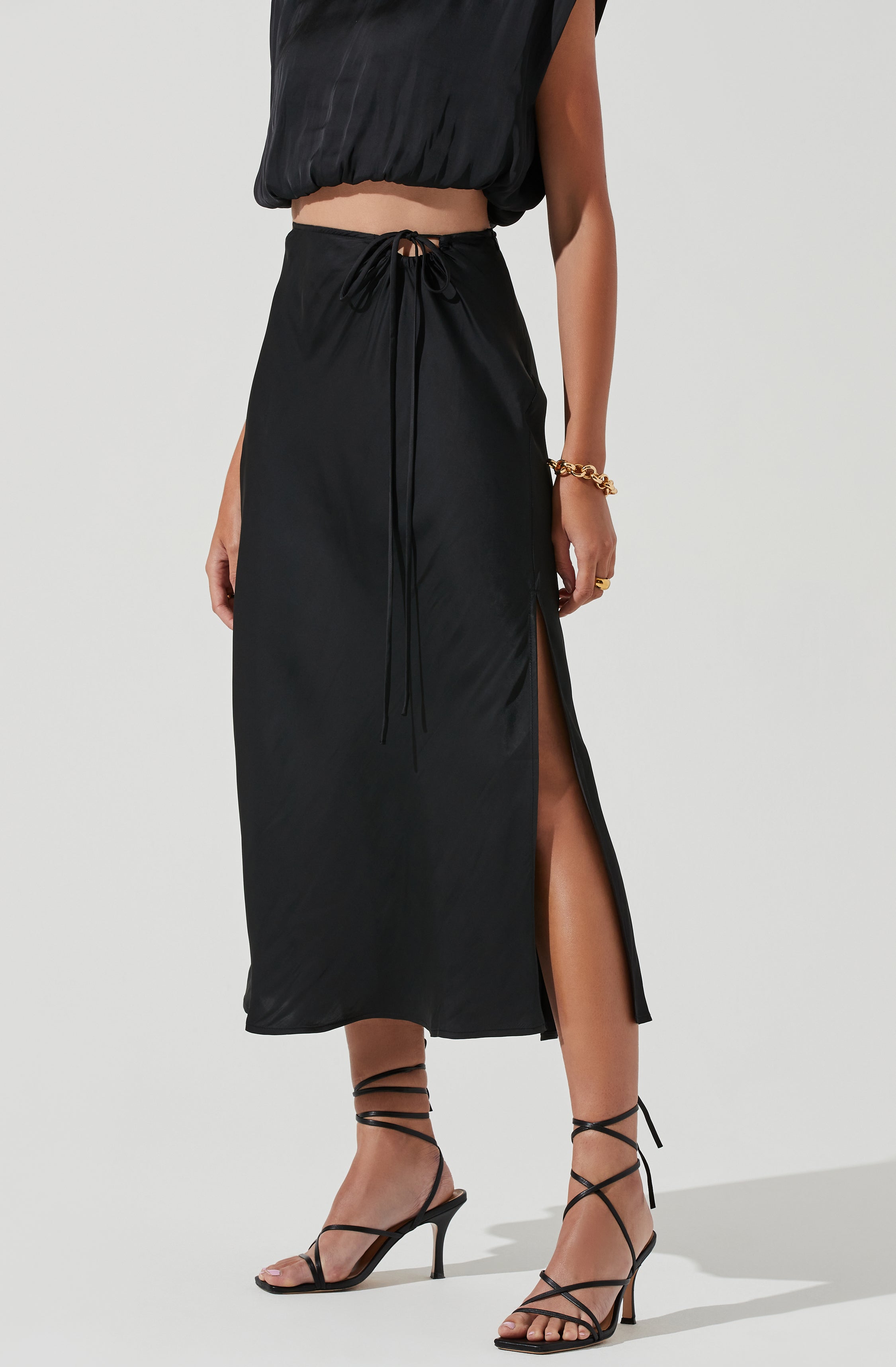 Riva Tie Waist Midi Skirt-Aljck