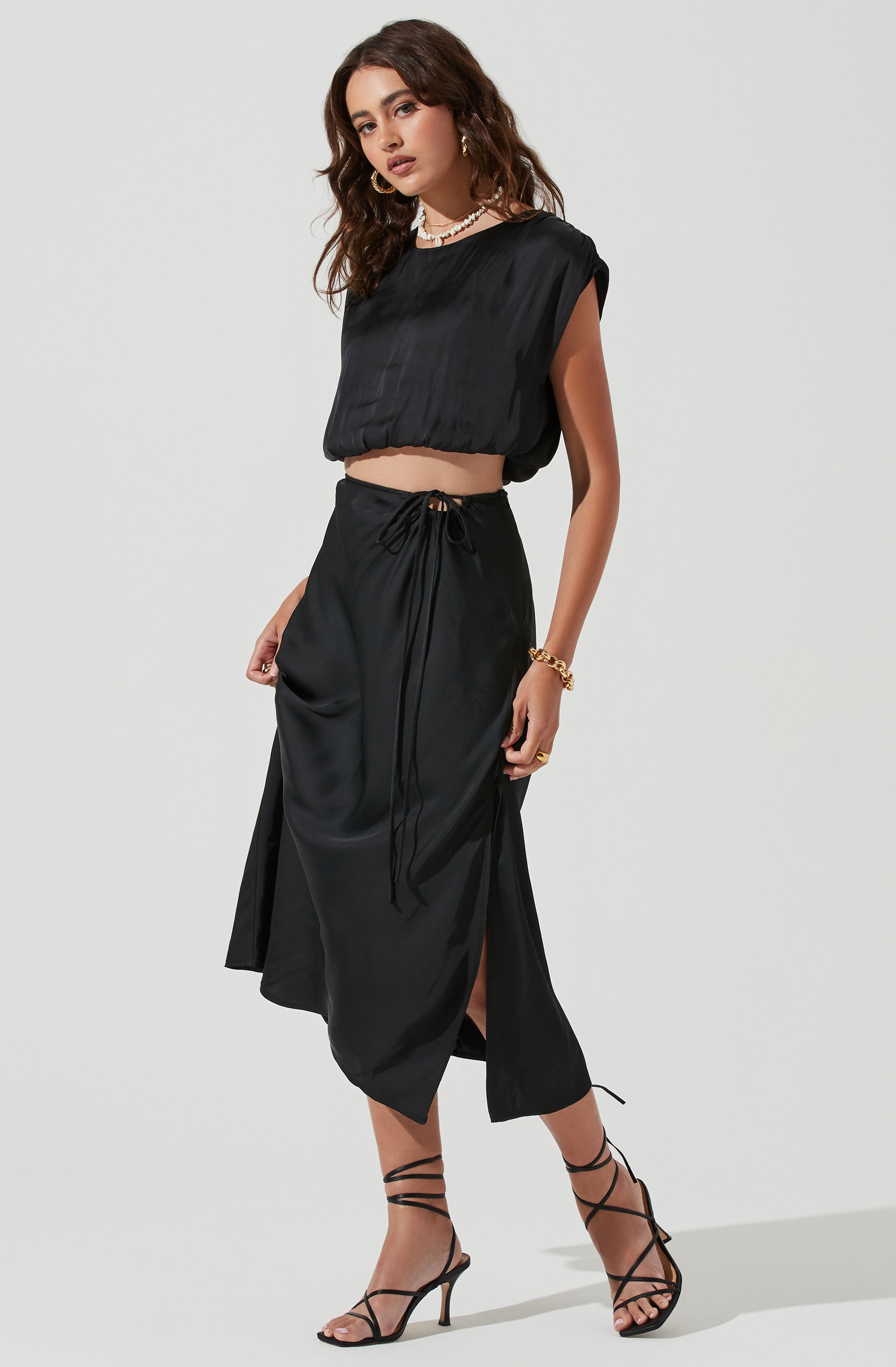 Riva Tie Waist Midi Skirt-Aljck
