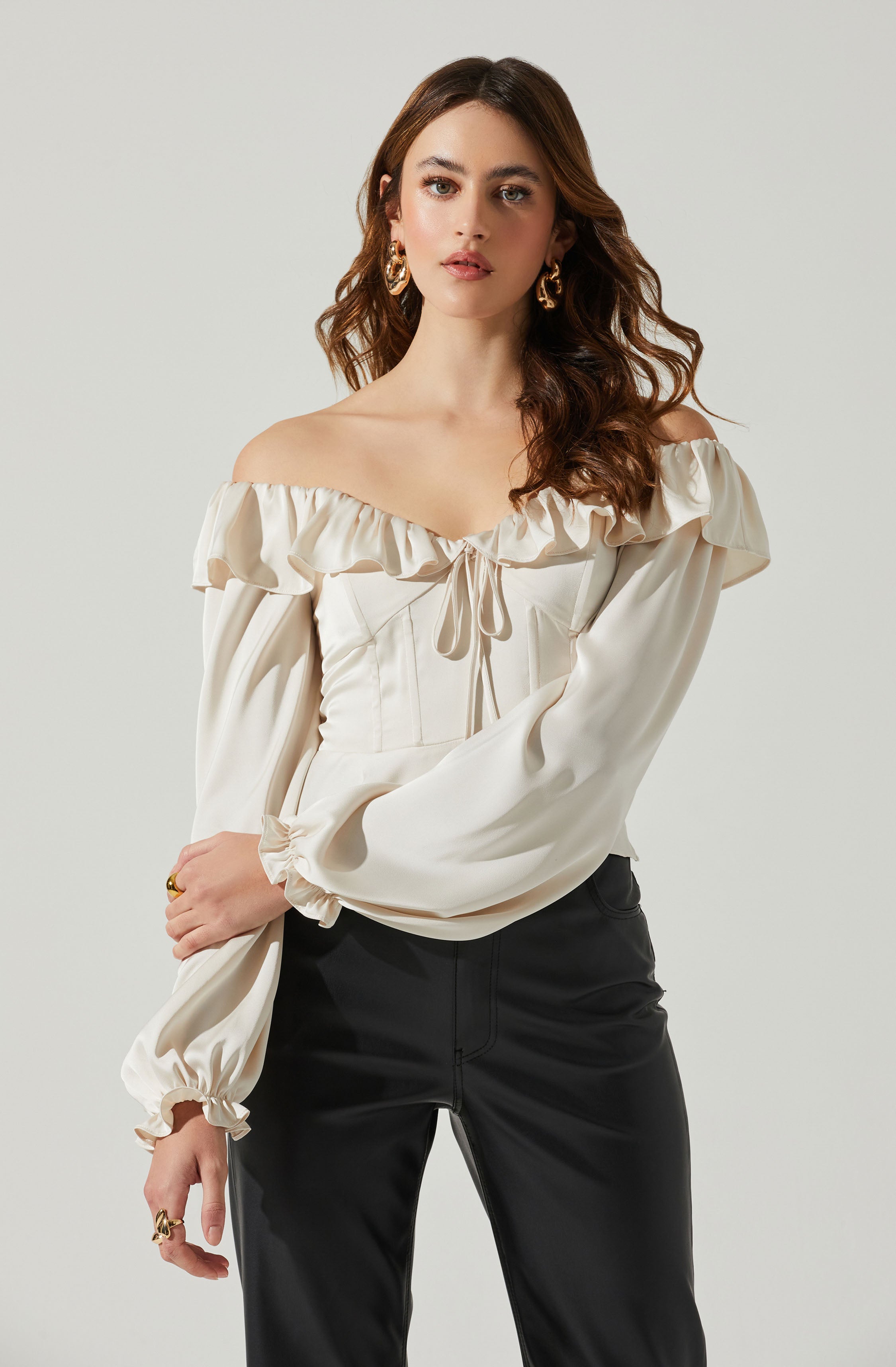 Malia Off Shoulder Satin Top-Aljck