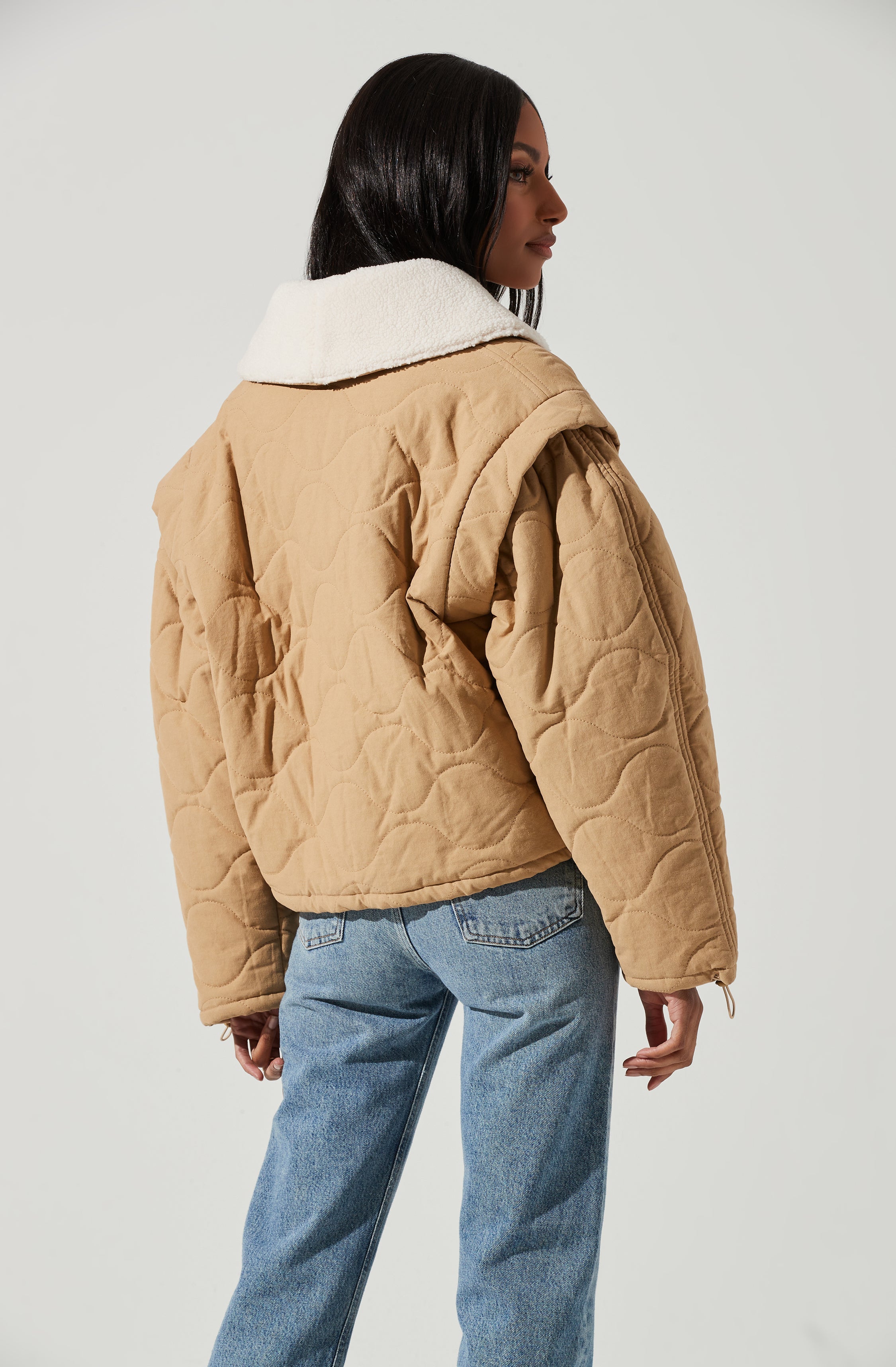 Nadine Quilted Faux Shearling Jacket-Aljck