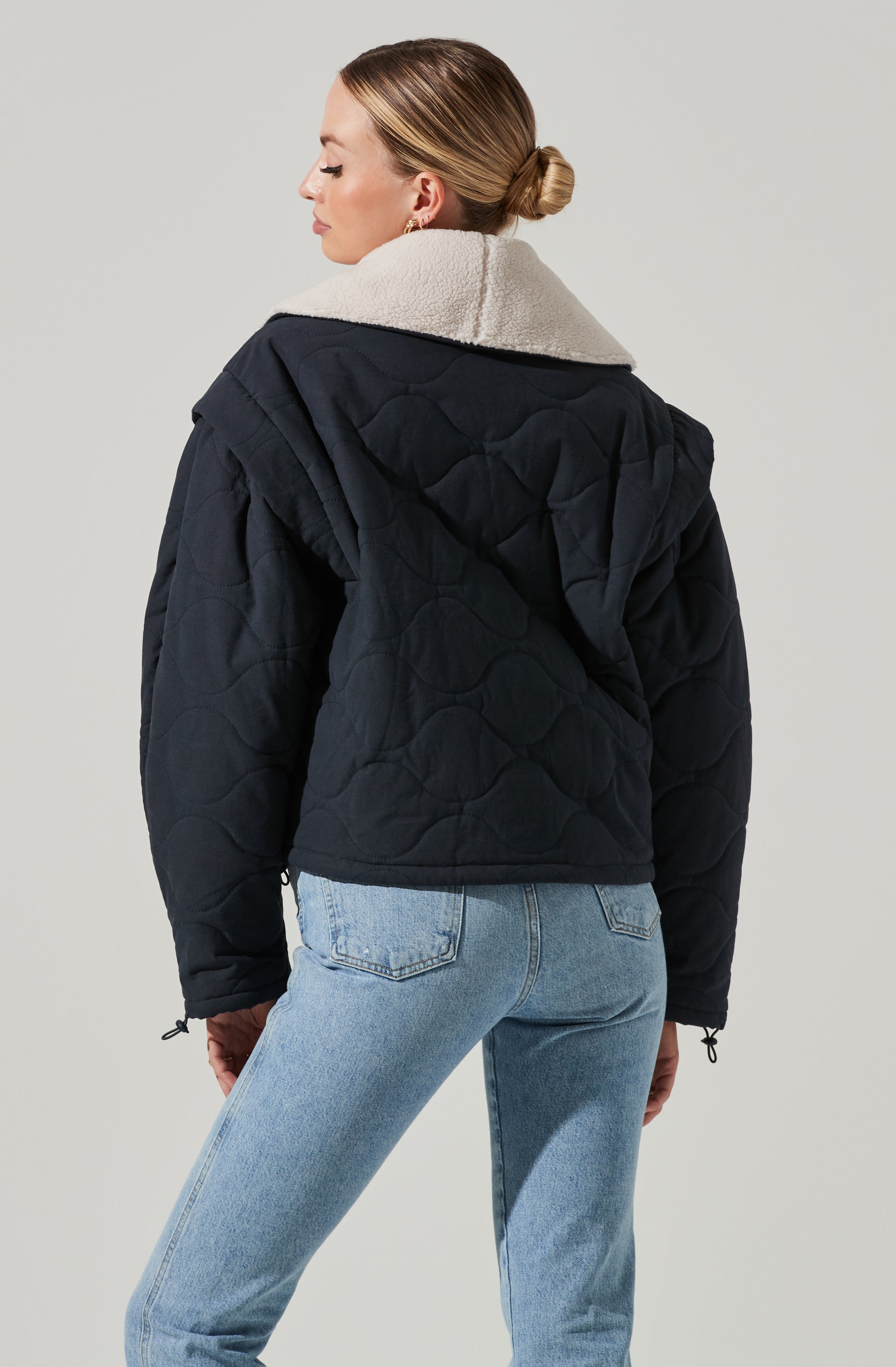 Nadine Quilted Faux Shearling Jacket-Aljck