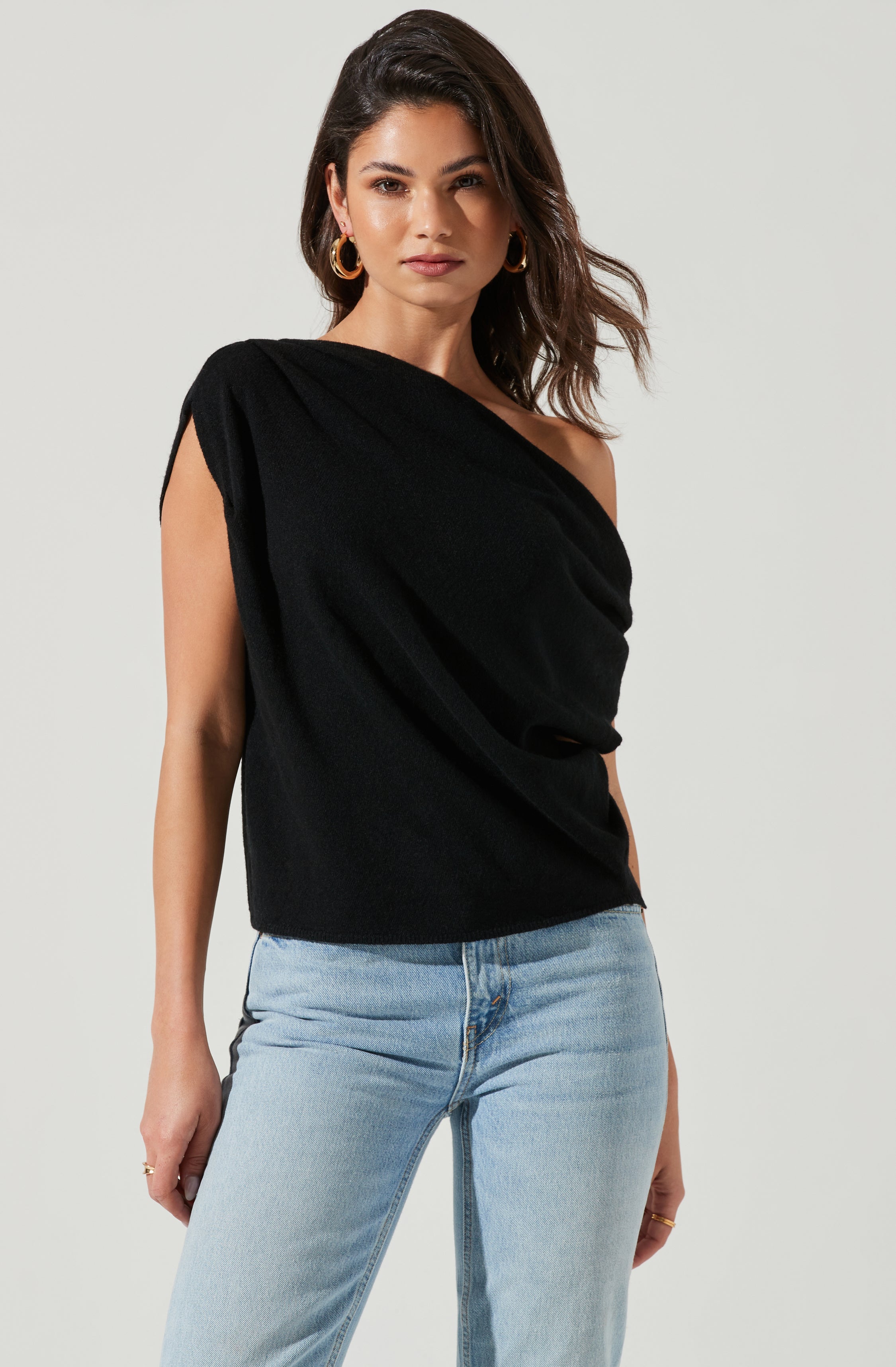 Devin Sleeveless One Shoulder Sweater-Aljck