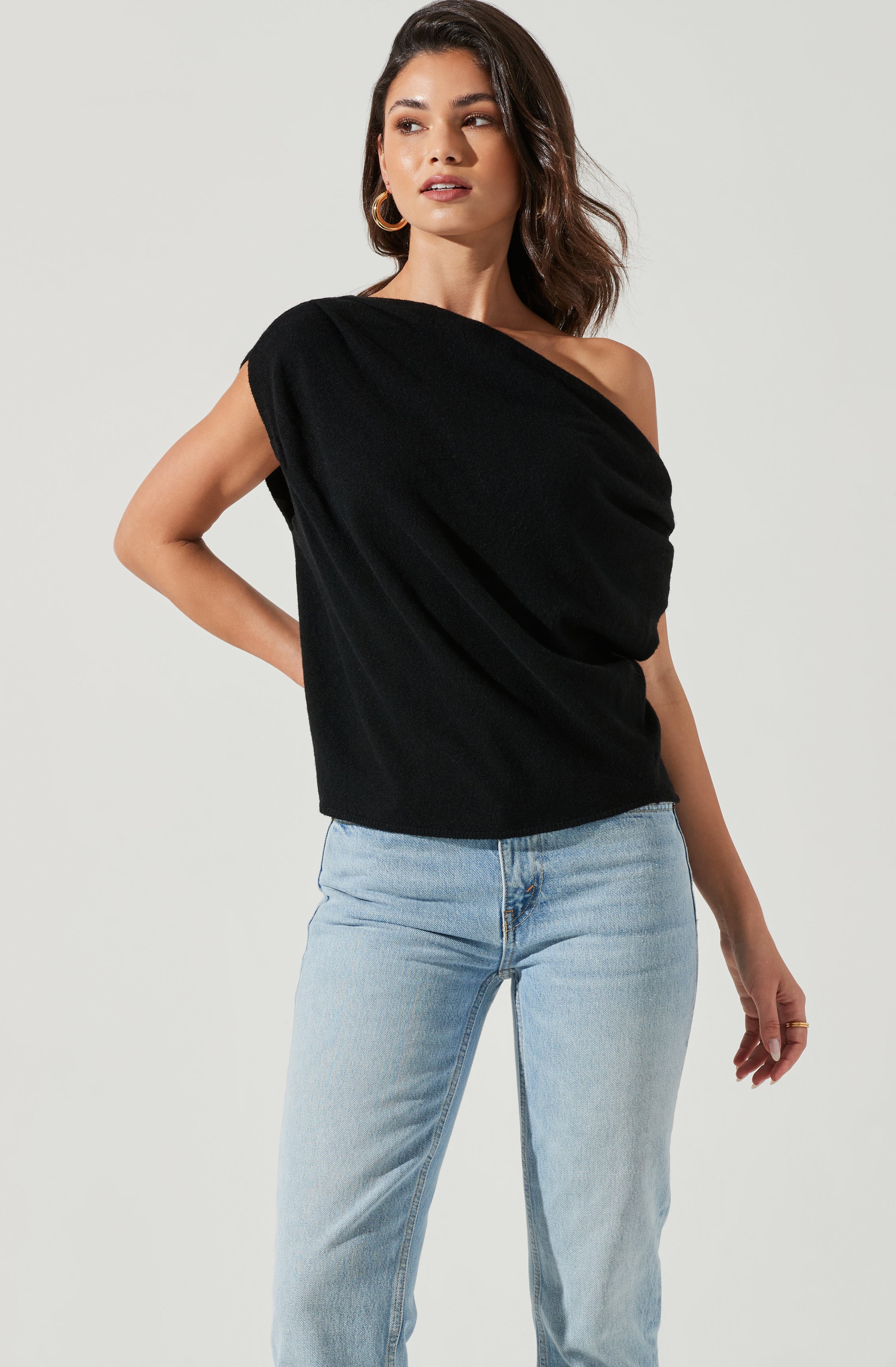 Devin Sleeveless One Shoulder Sweater-Aljck