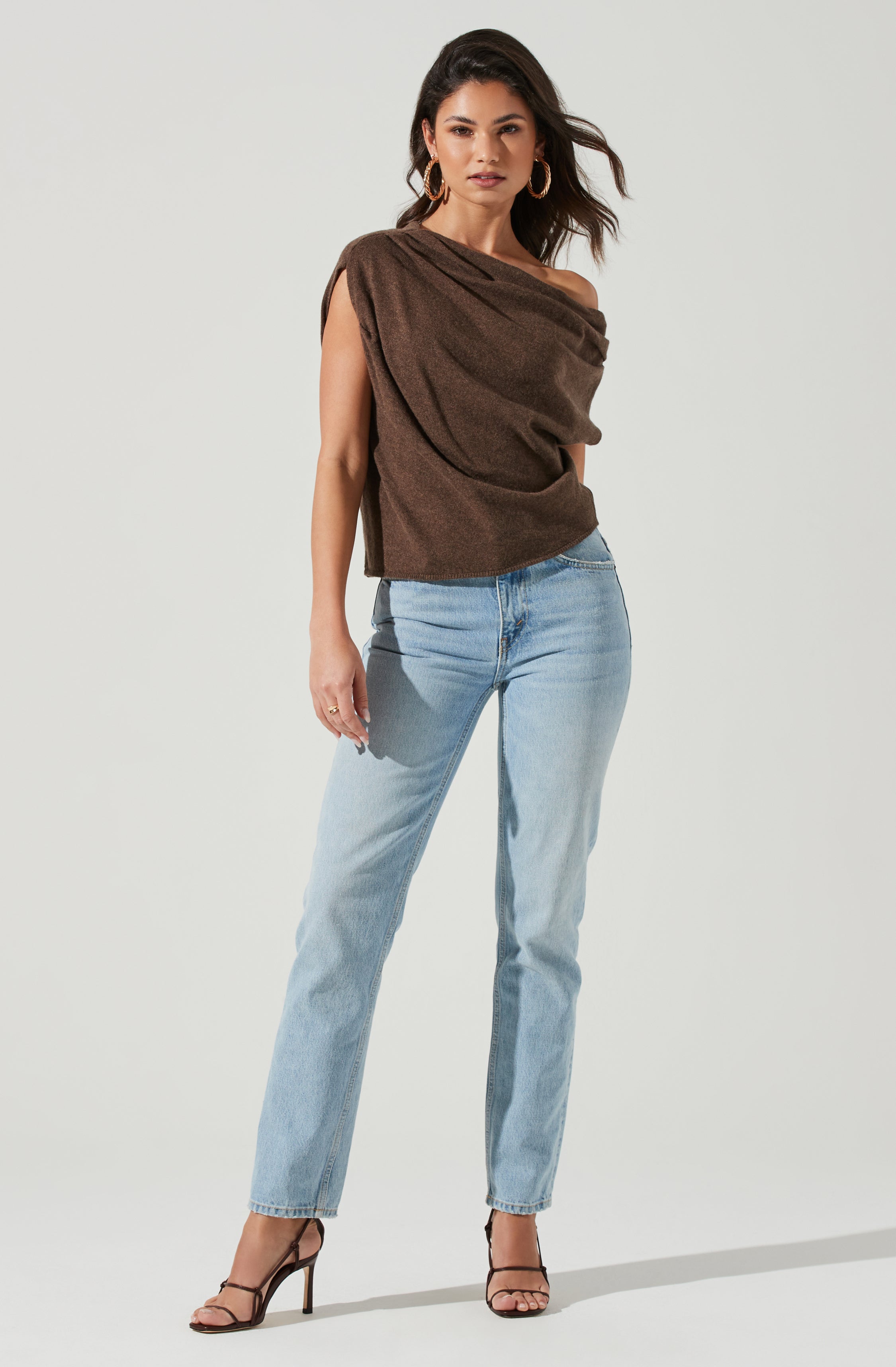 Devin Sleeveless One Shoulder Sweater-Aljck