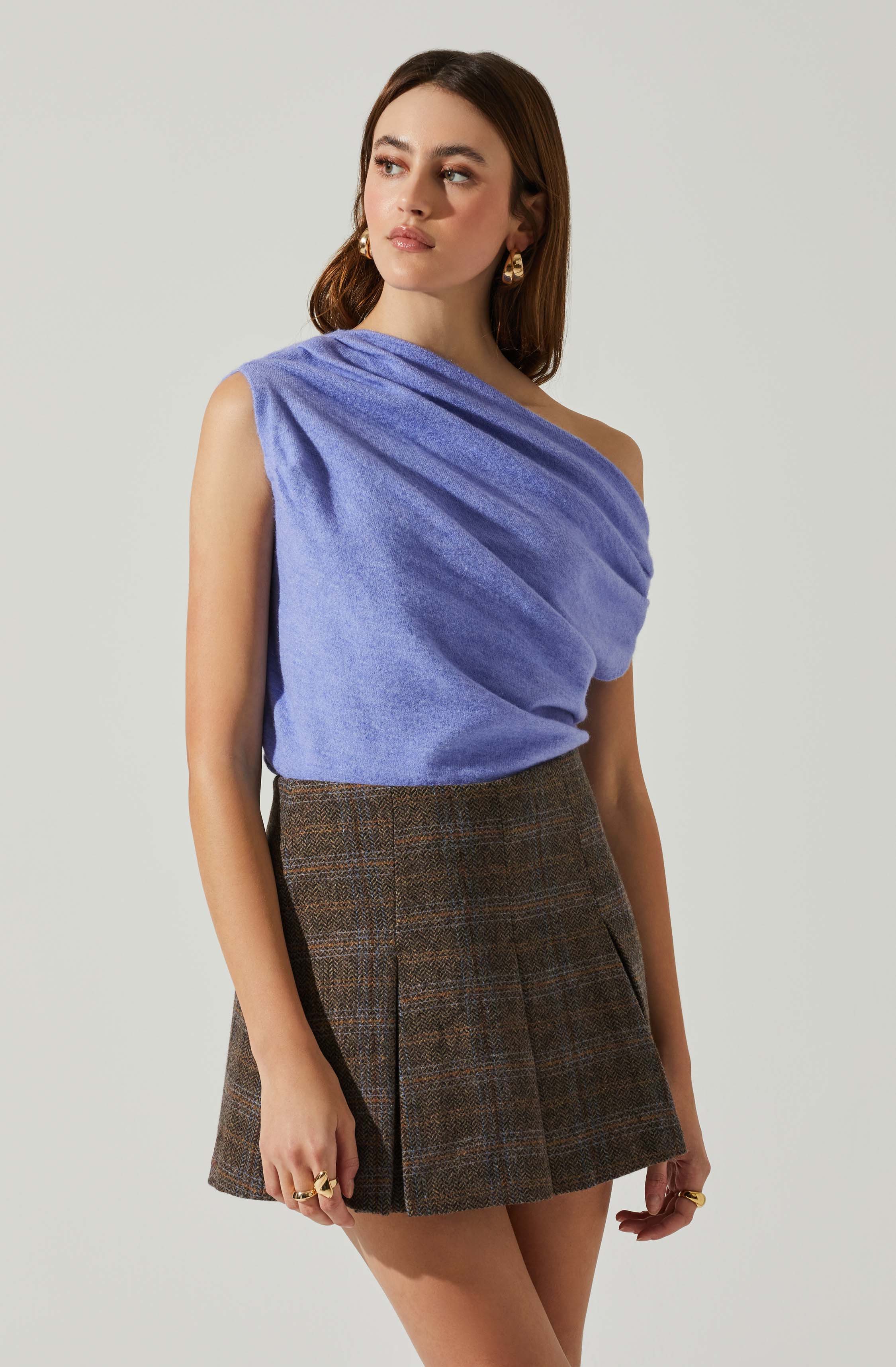 Devin Sleeveless One Shoulder Sweater-Aljck