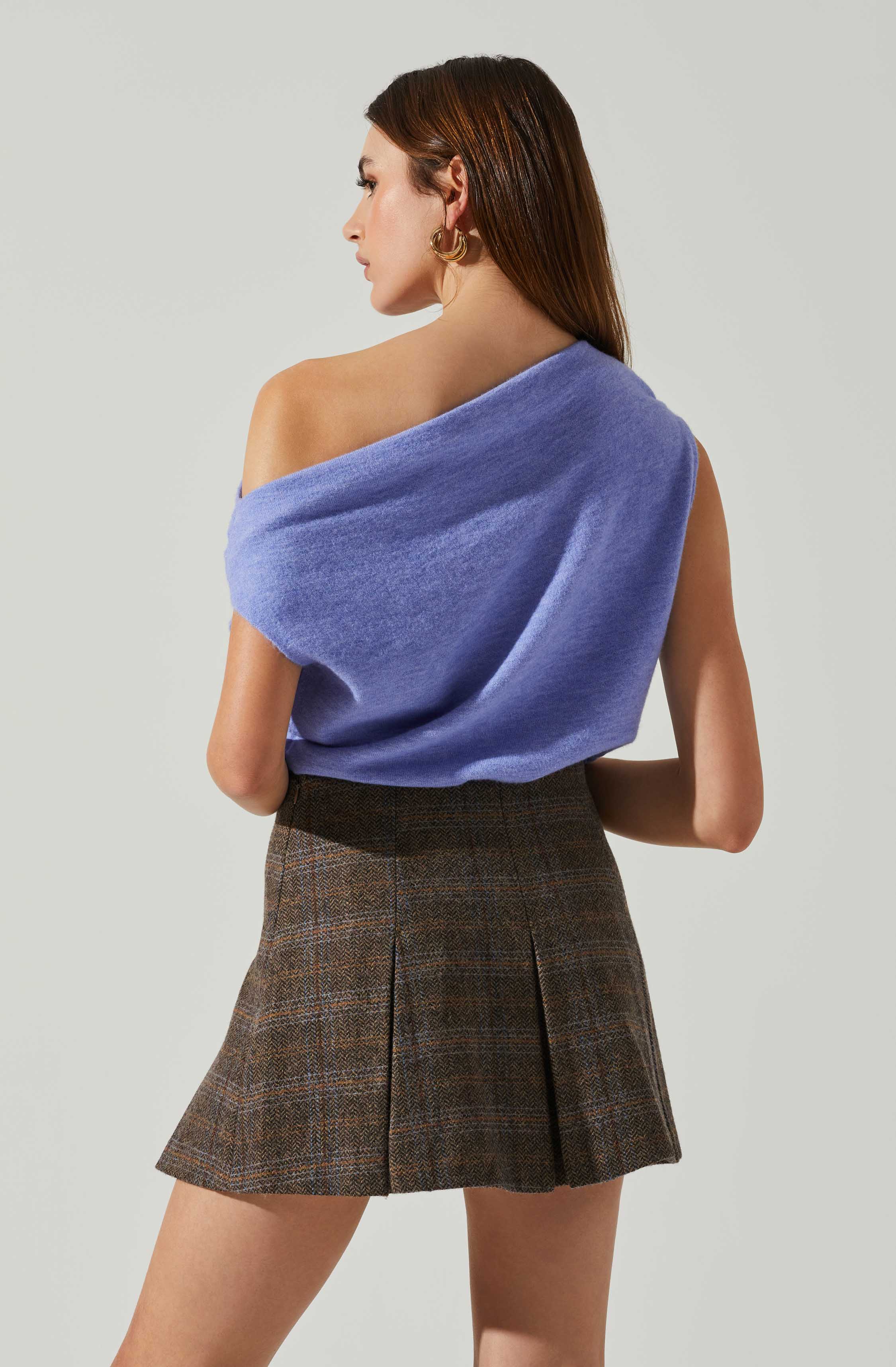 Devin Sleeveless One Shoulder Sweater-Aljck