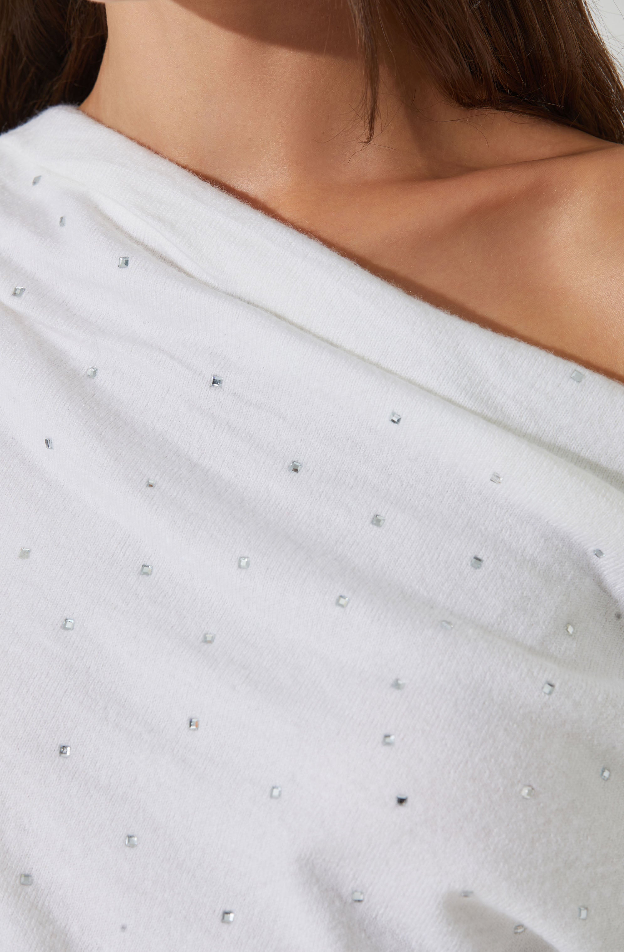 Devin Embellished Off Shoulder Sweater-Aljck