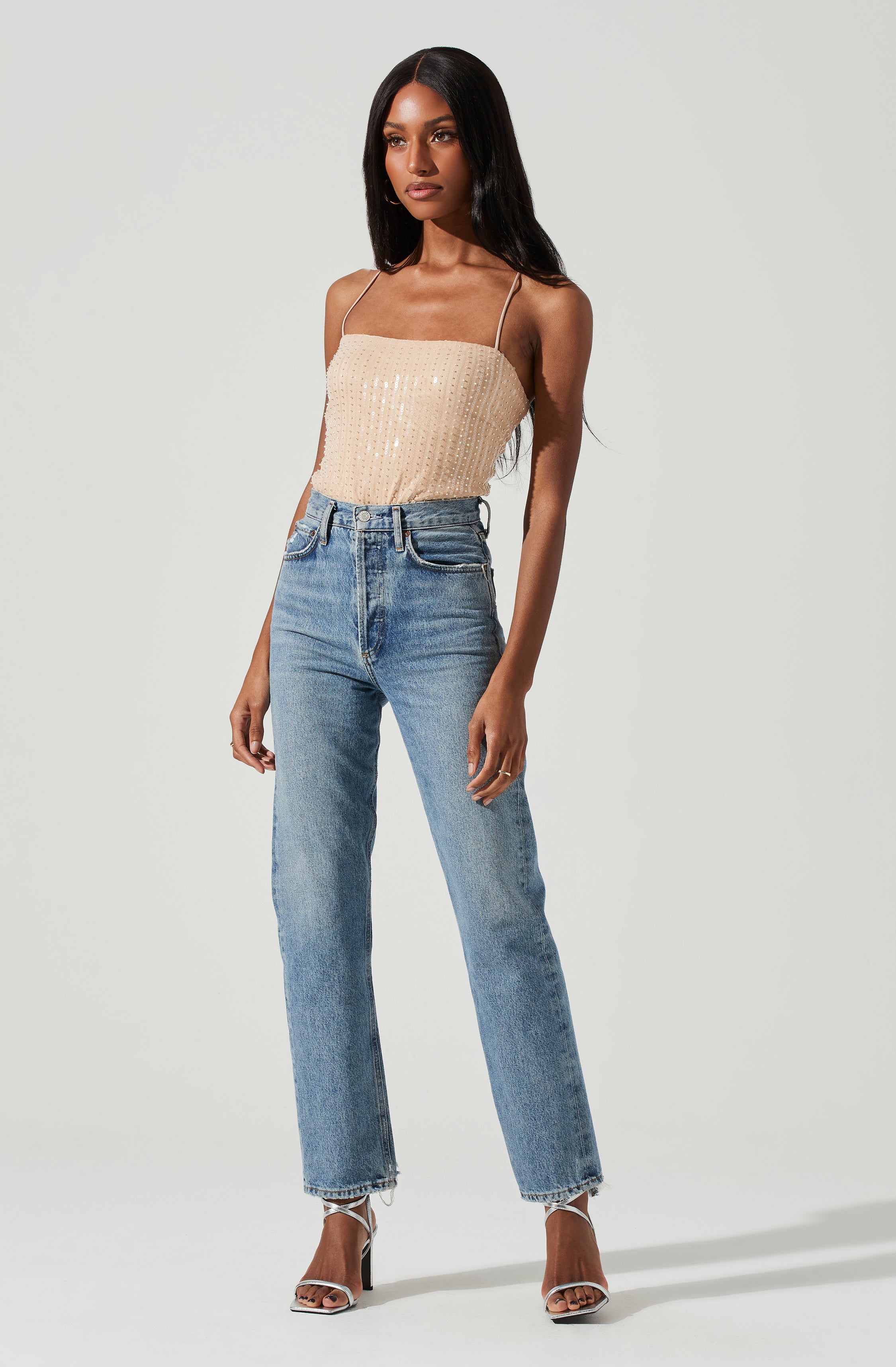 Zahara Beaded Strappy Bodysuit-Aljck