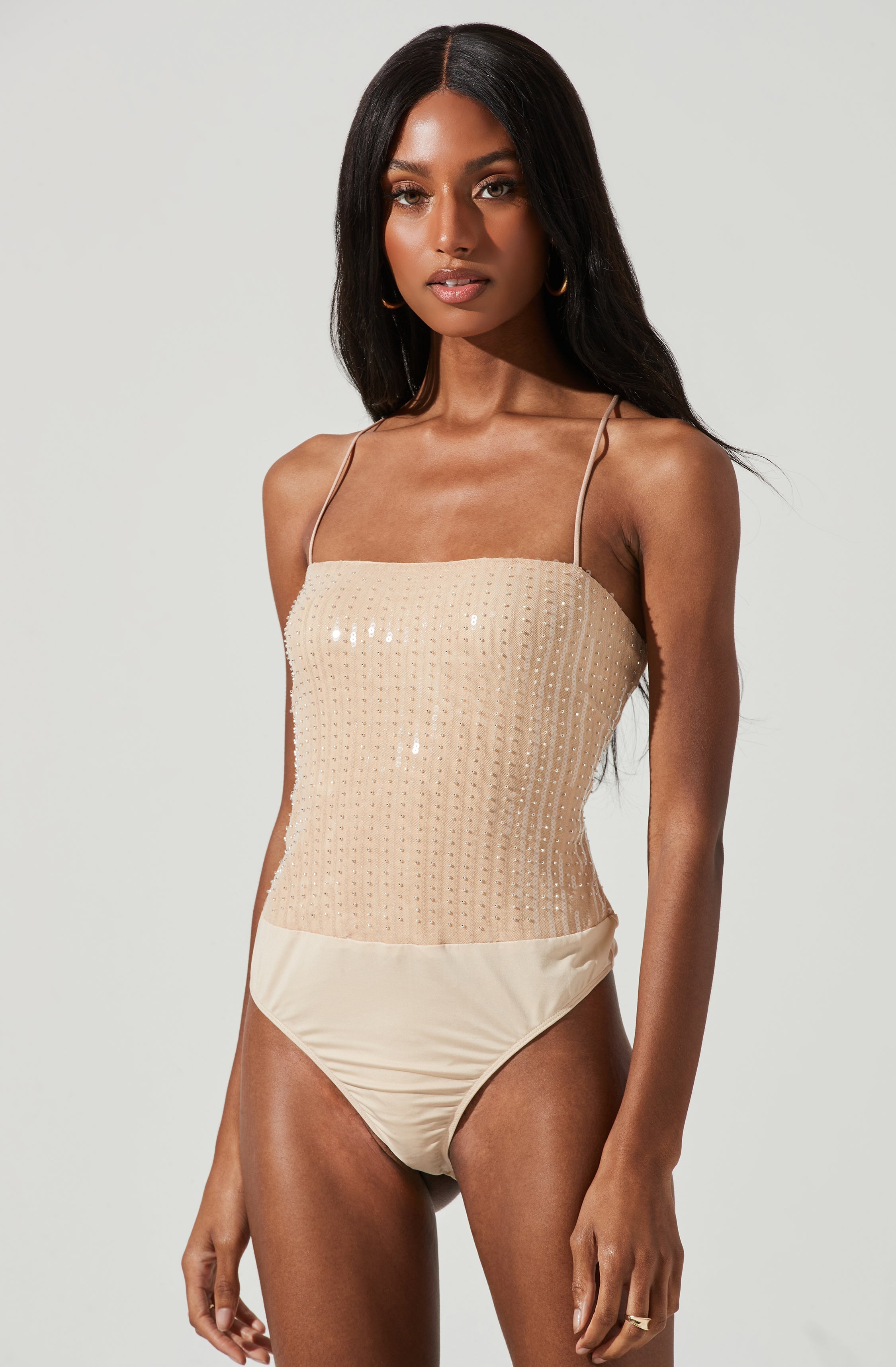 Zahara Beaded Strappy Bodysuit-Aljck