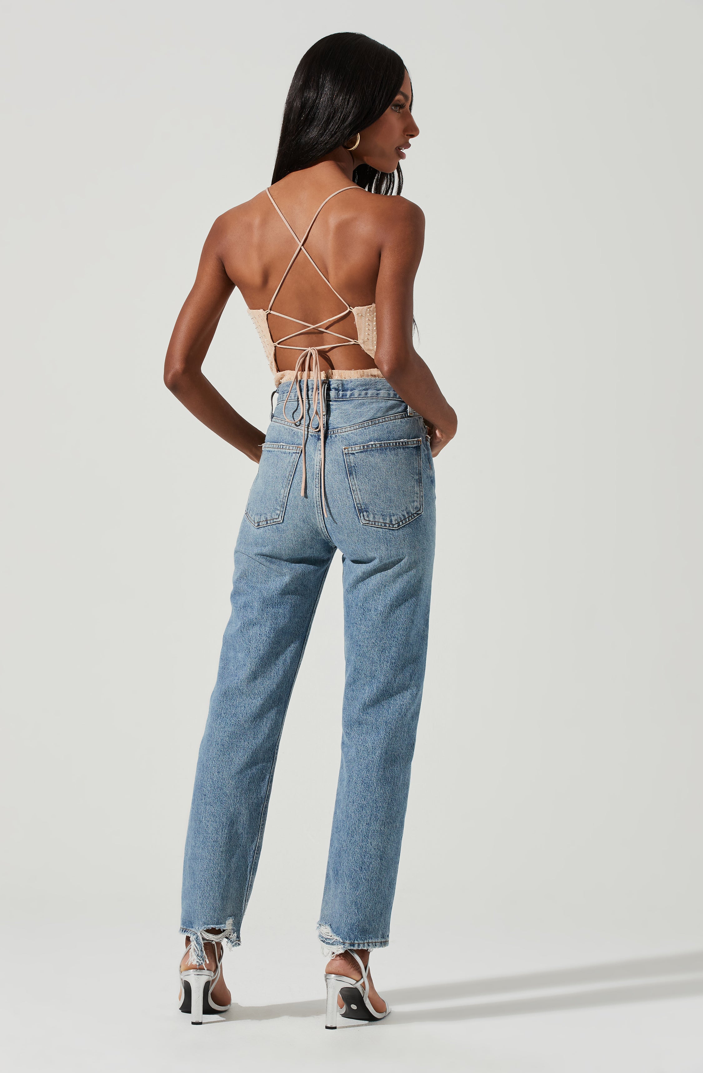 Zahara Beaded Strappy Bodysuit-Aljck