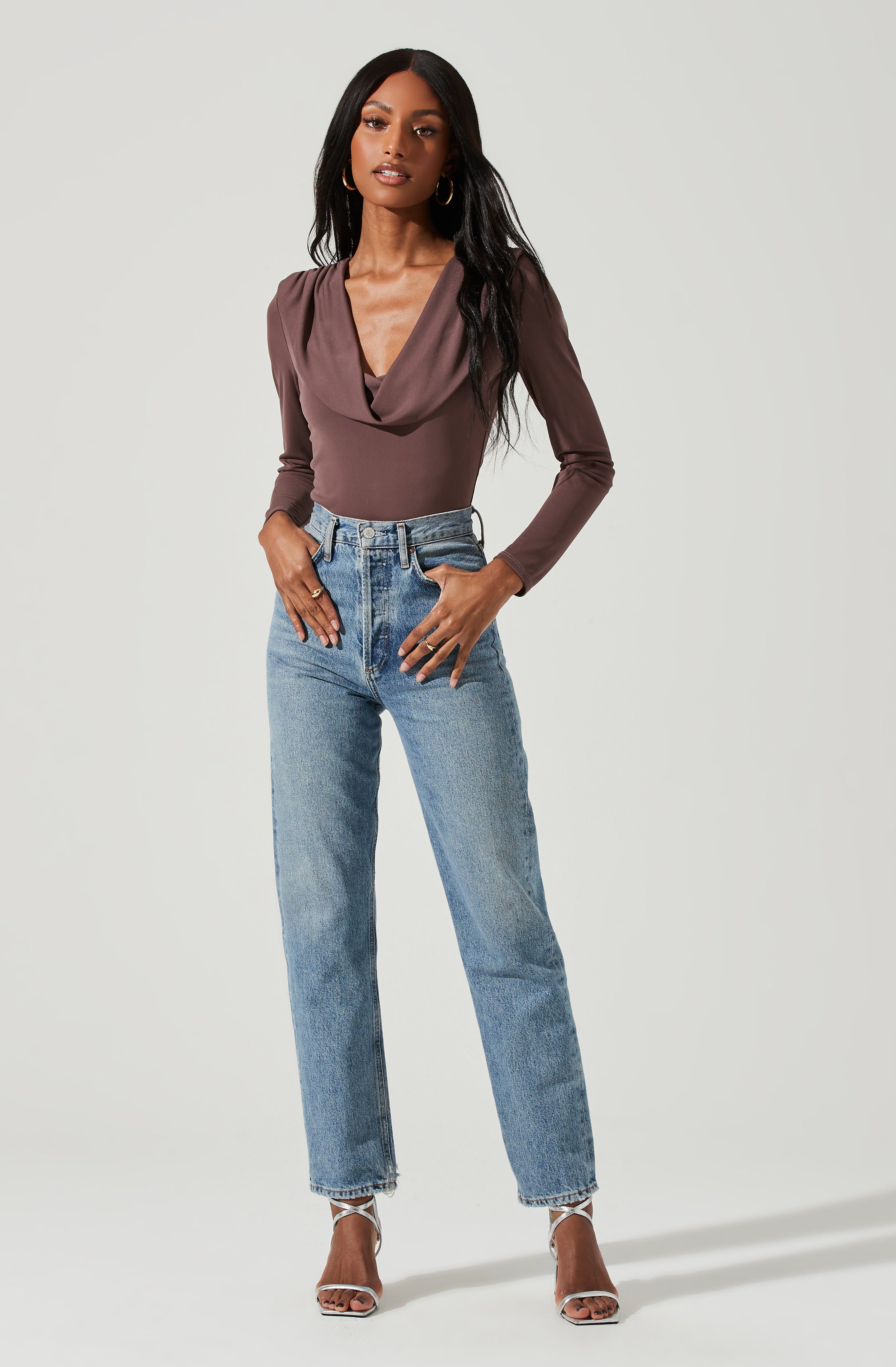 Kimberly Cowl Neck Long Sleeve Bodysuit-Aljck