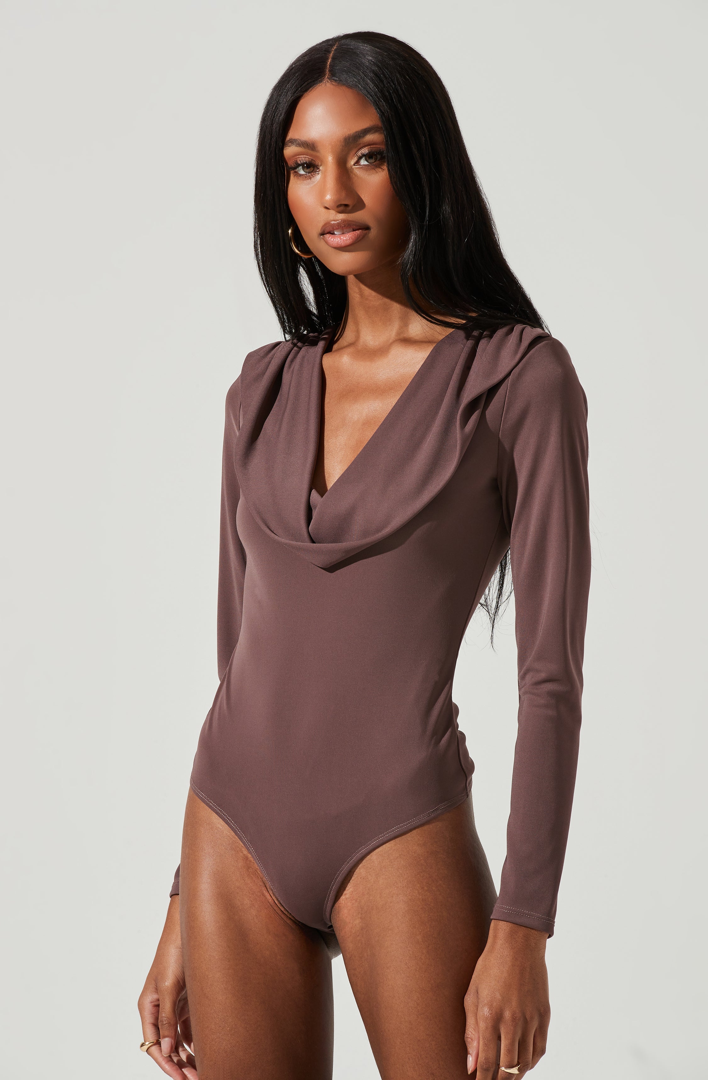 Kimberly Cowl Neck Long Sleeve Bodysuit-Aljck