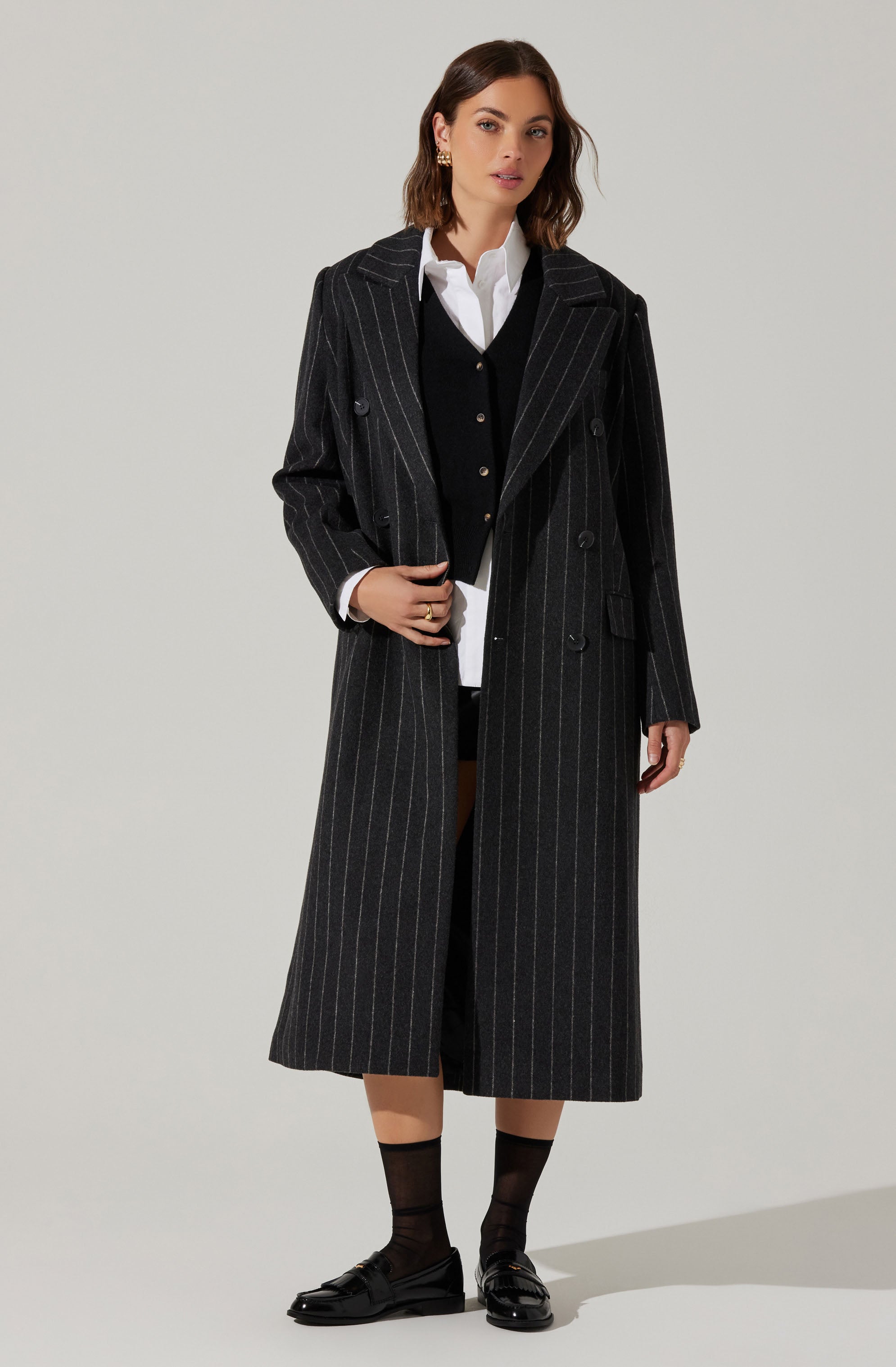 Morana Pinstripe Tailored Coat-Aljck