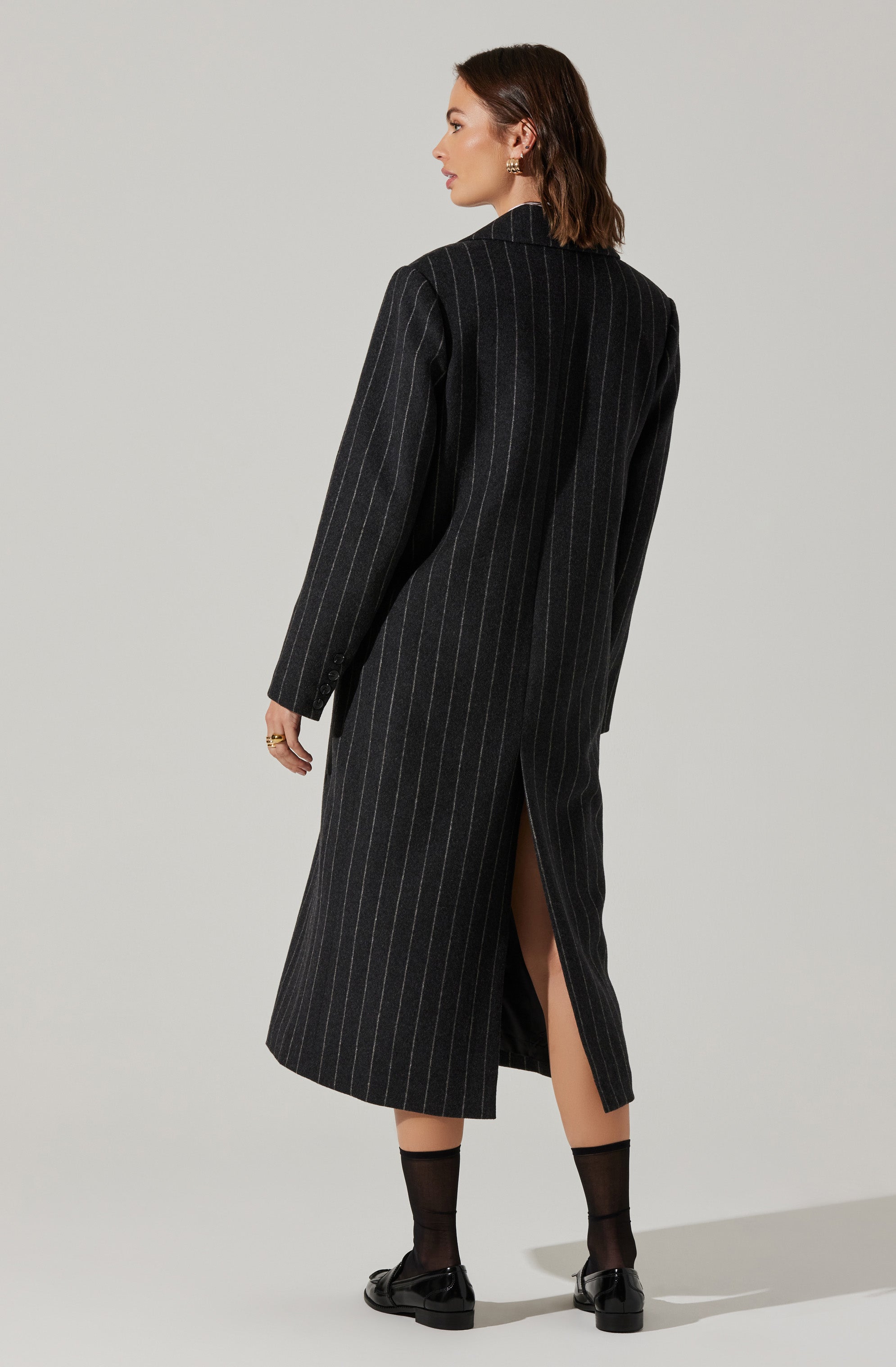Morana Pinstripe Tailored Coat-Aljck