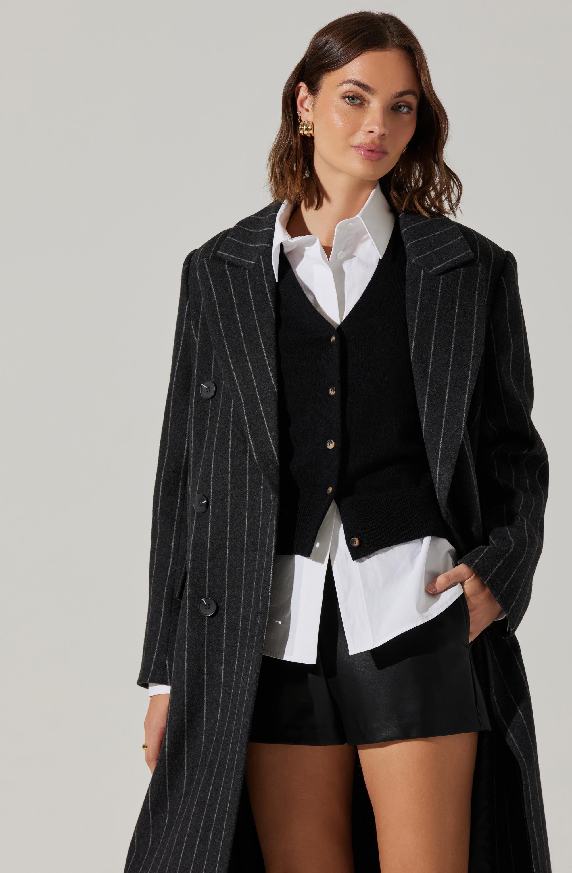 Morana Pinstripe Tailored Coat-Aljck
