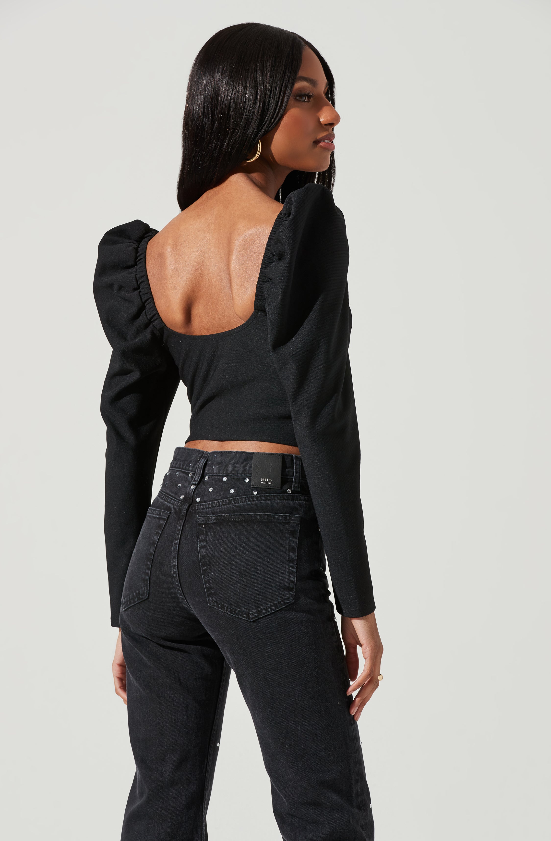 Betty Puff Sleeve Sweetheart Neck Top-Aljck