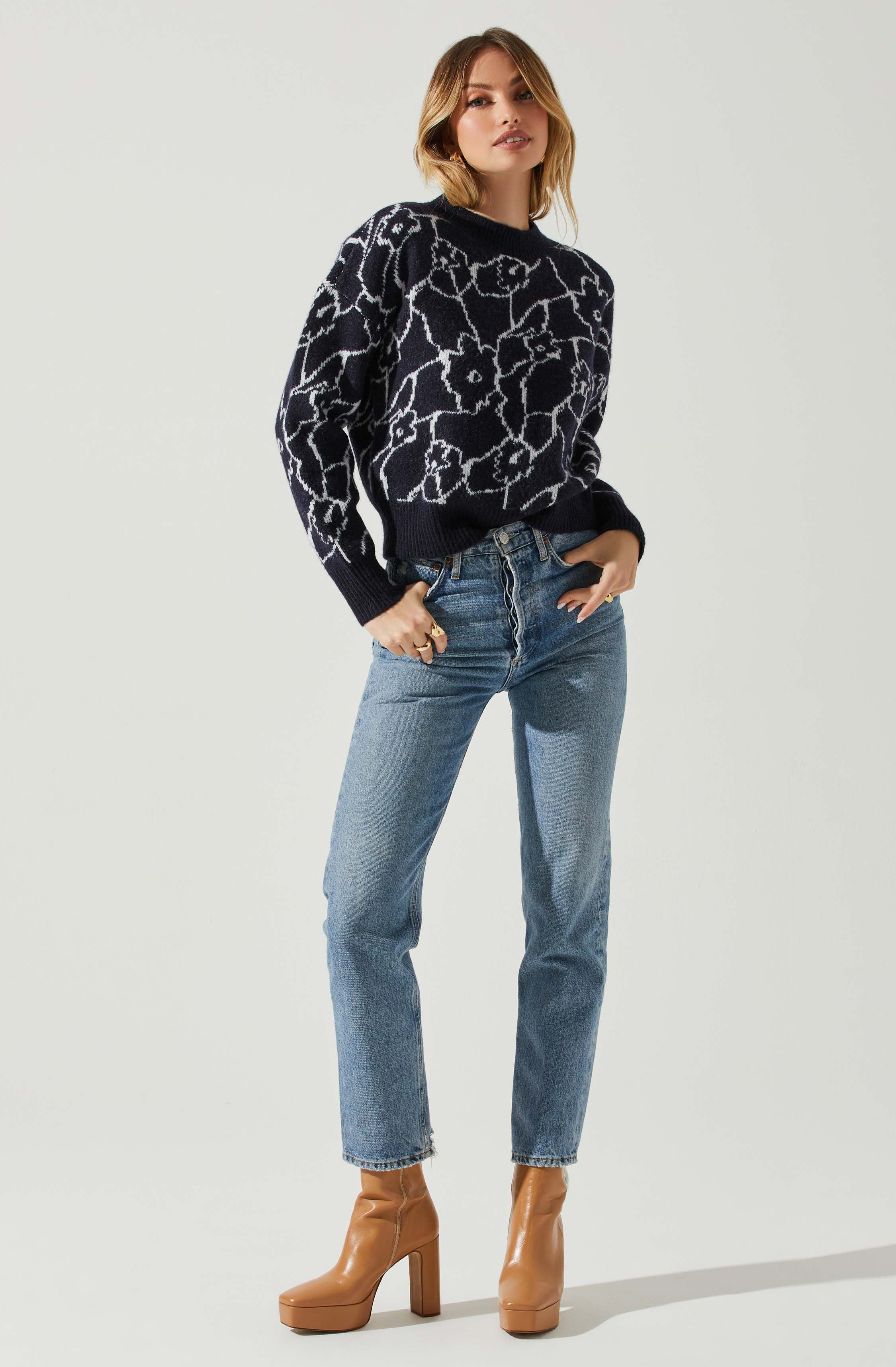 Saira Abstract Floral Sweater-Aljck