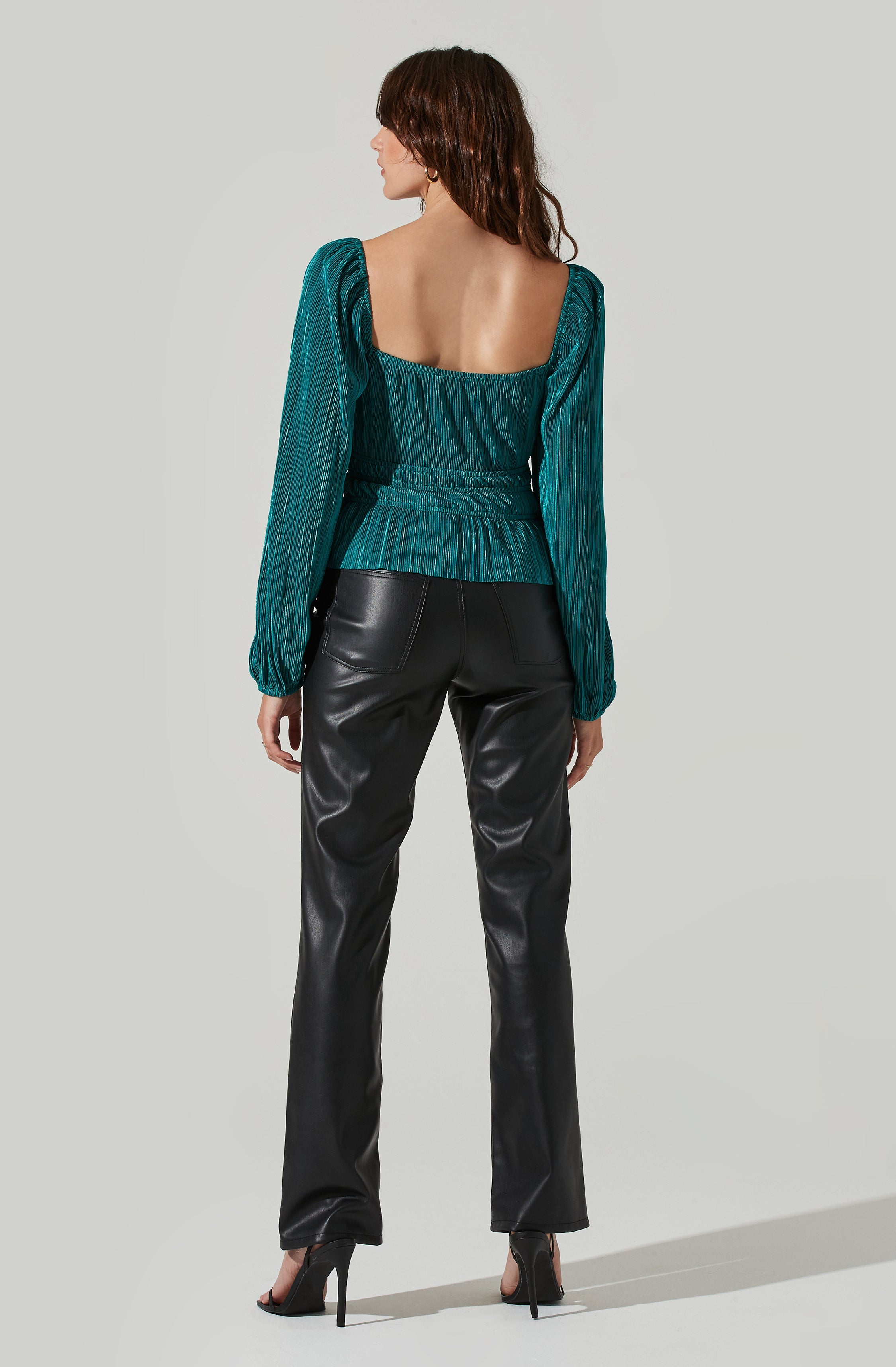 Ziva Plisse Long Sleeve Top-Aljck