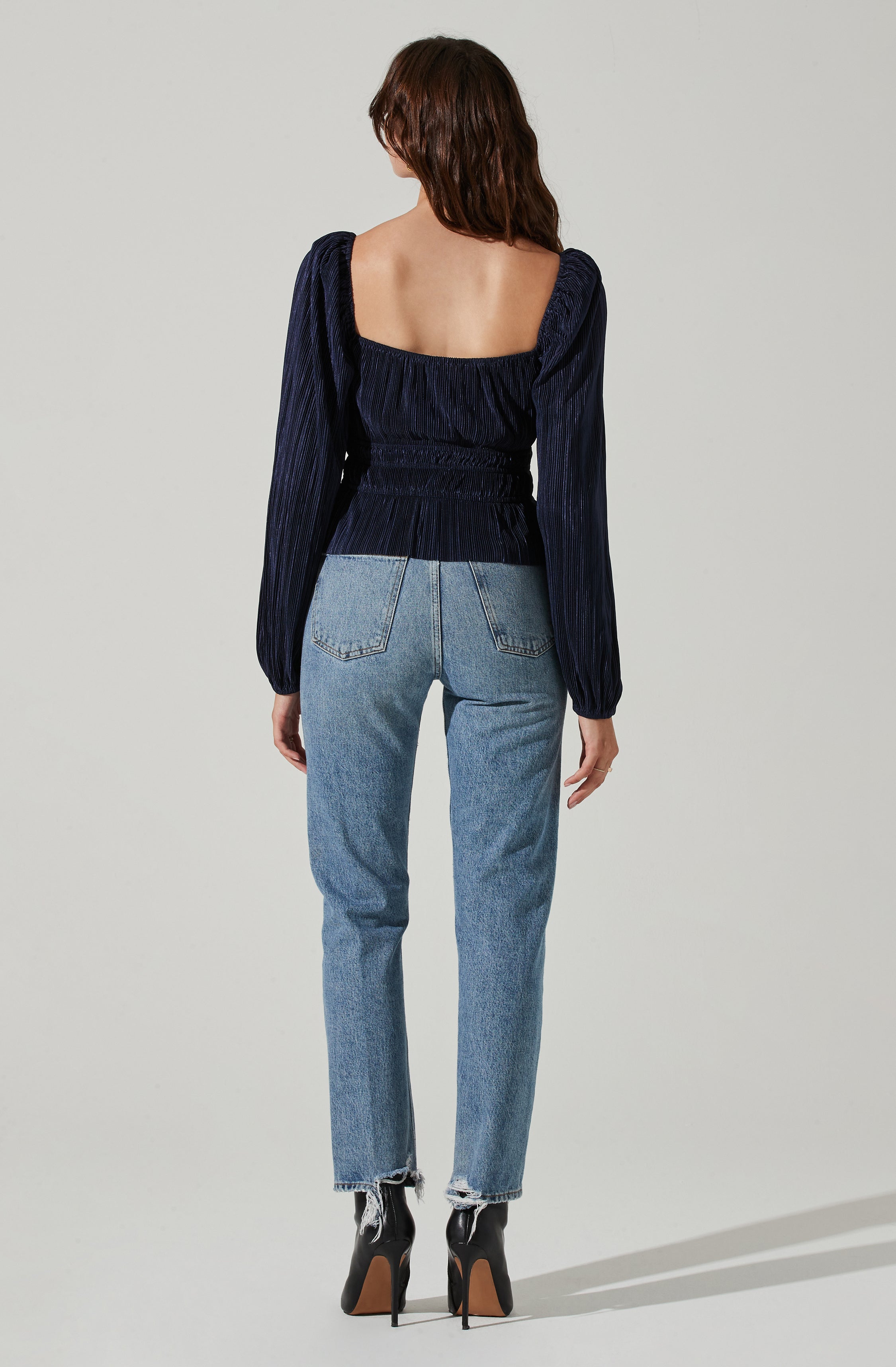 Ziva Plisse Long Sleeve Top-Aljck