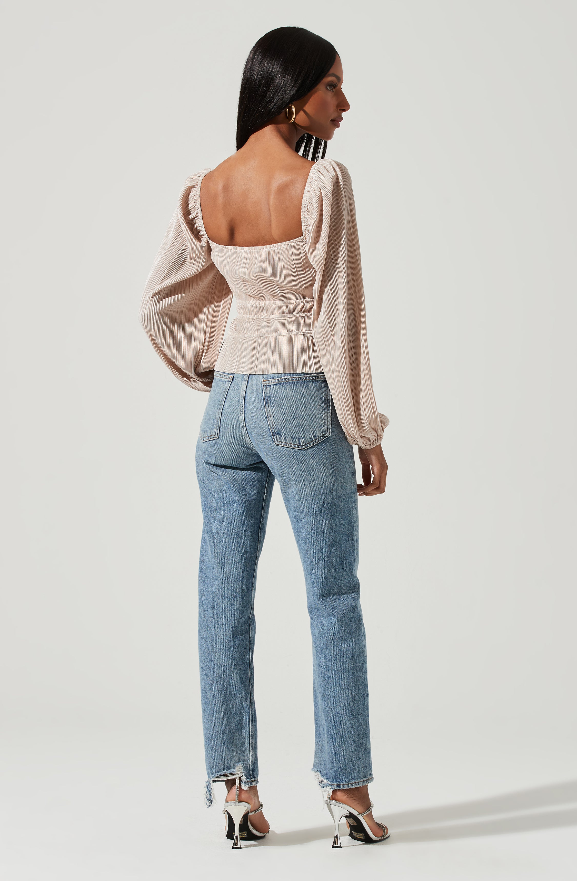 Ziva Plisse Long Sleeve Top-Aljck