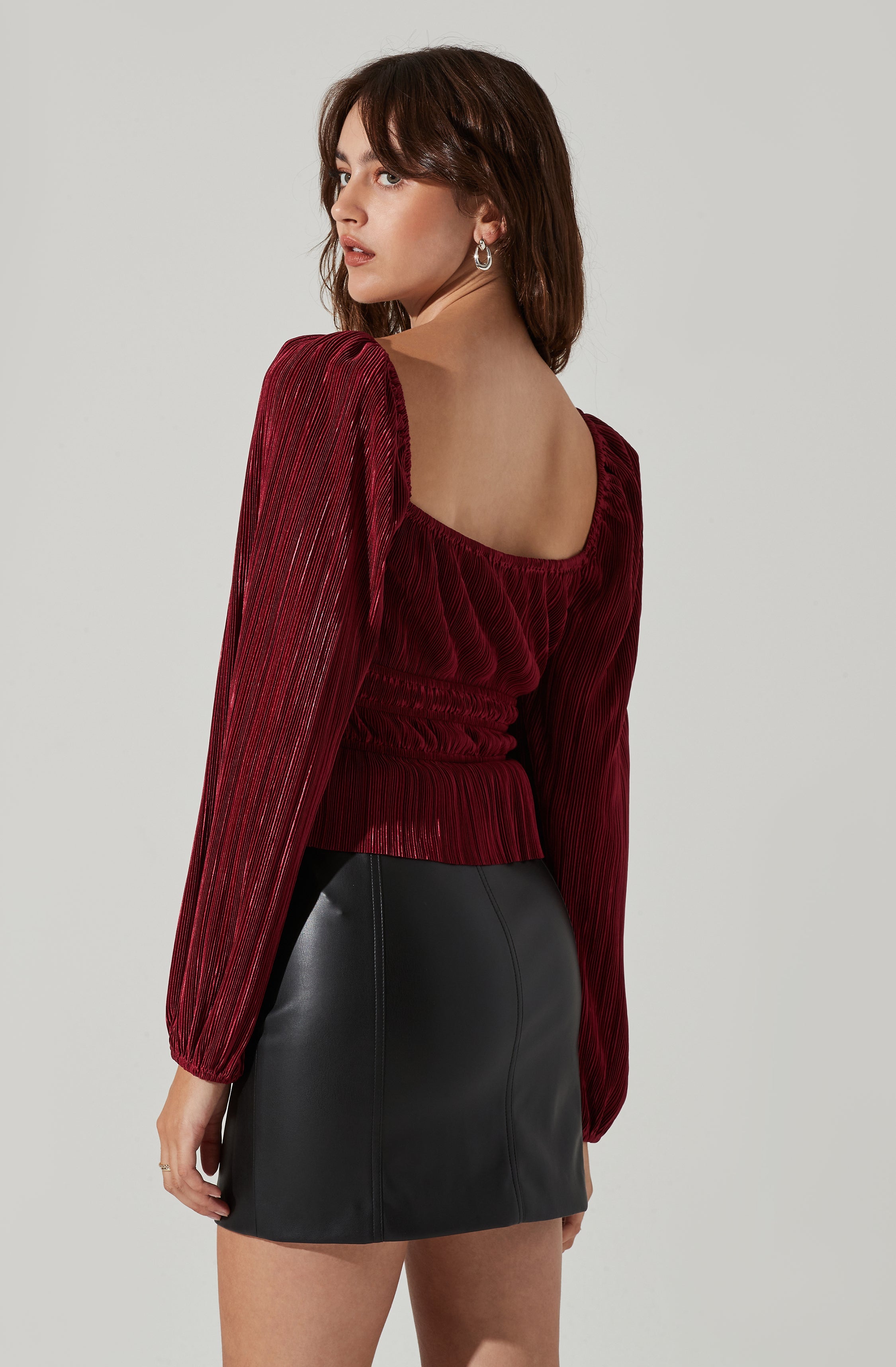 Ziva Plisse Long Sleeve Top-Aljck