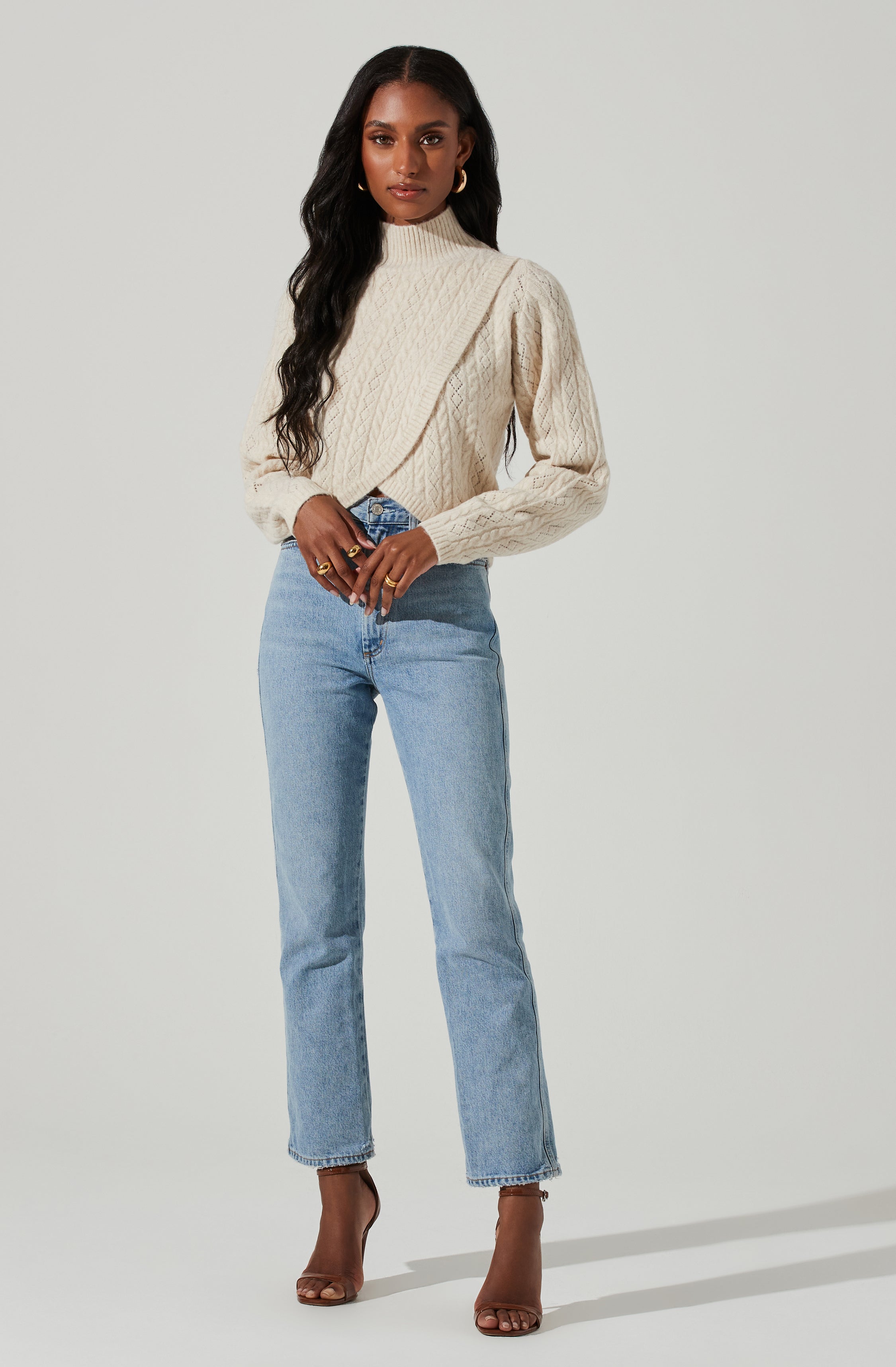 Ember Wrap Front Turtleneck Sweater-Aljck