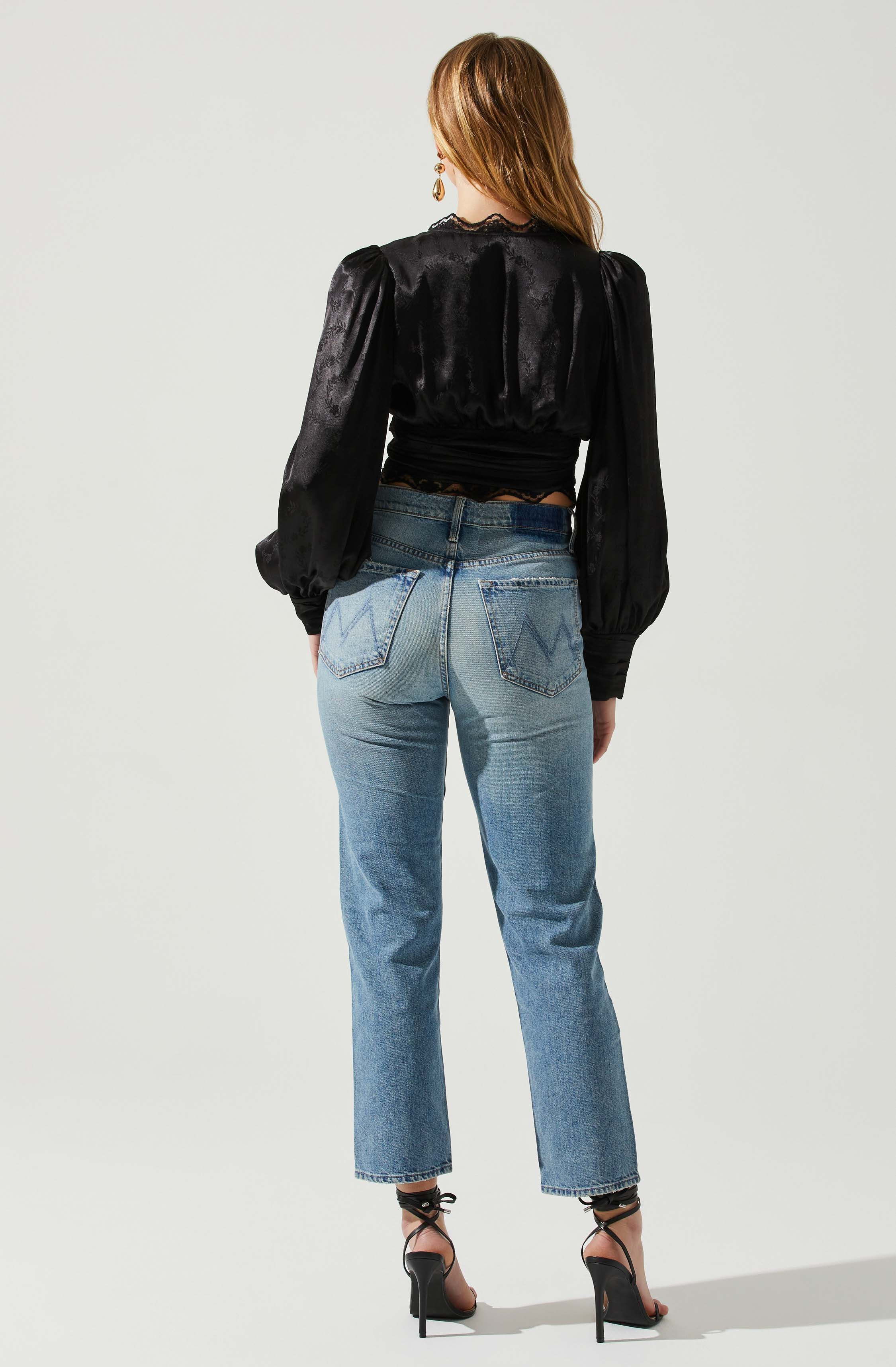 Zanna Satin Lace Trim Top-Aljck