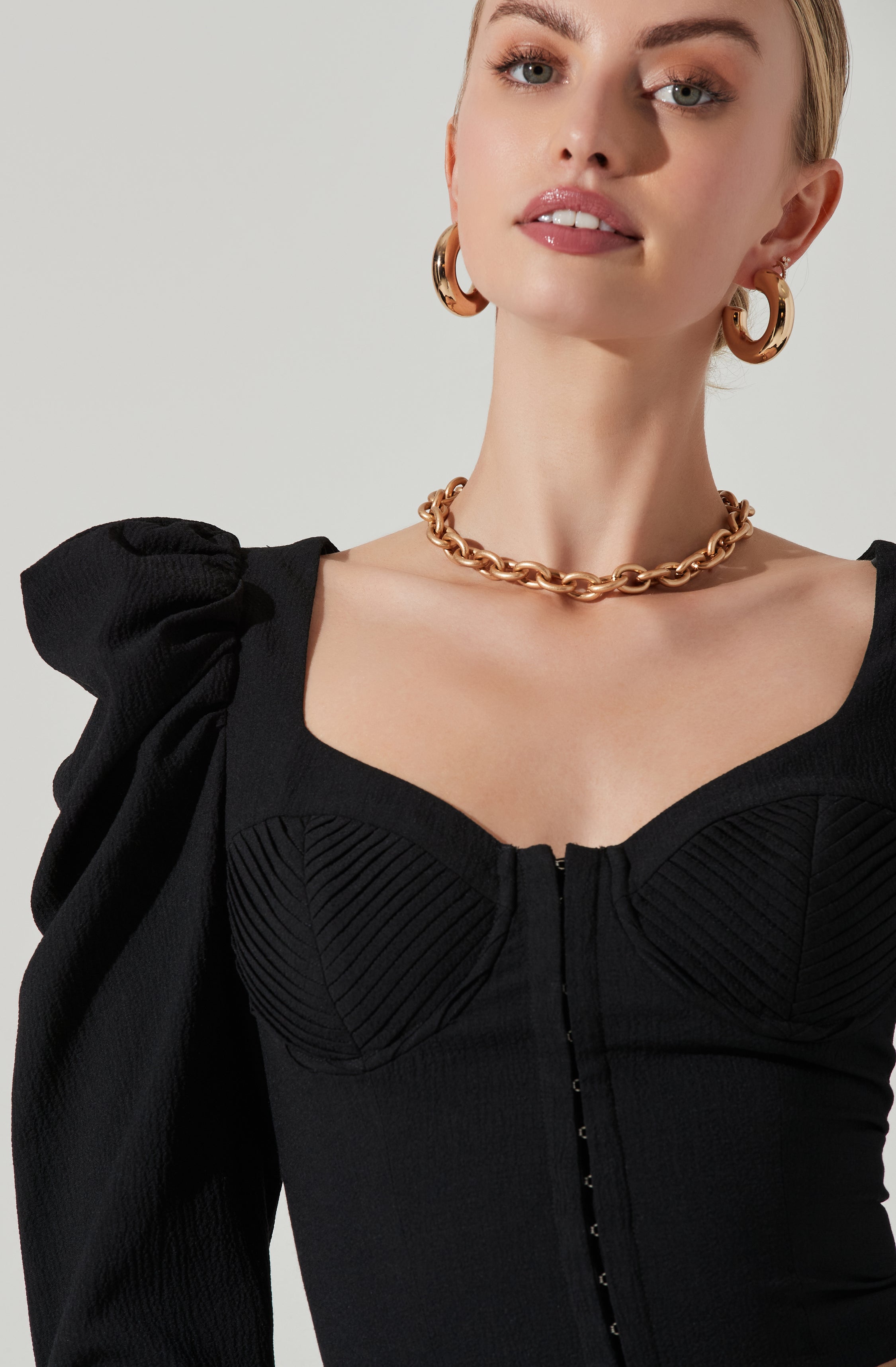 Quinn Ruched Sleeve Corset Top-Aljck