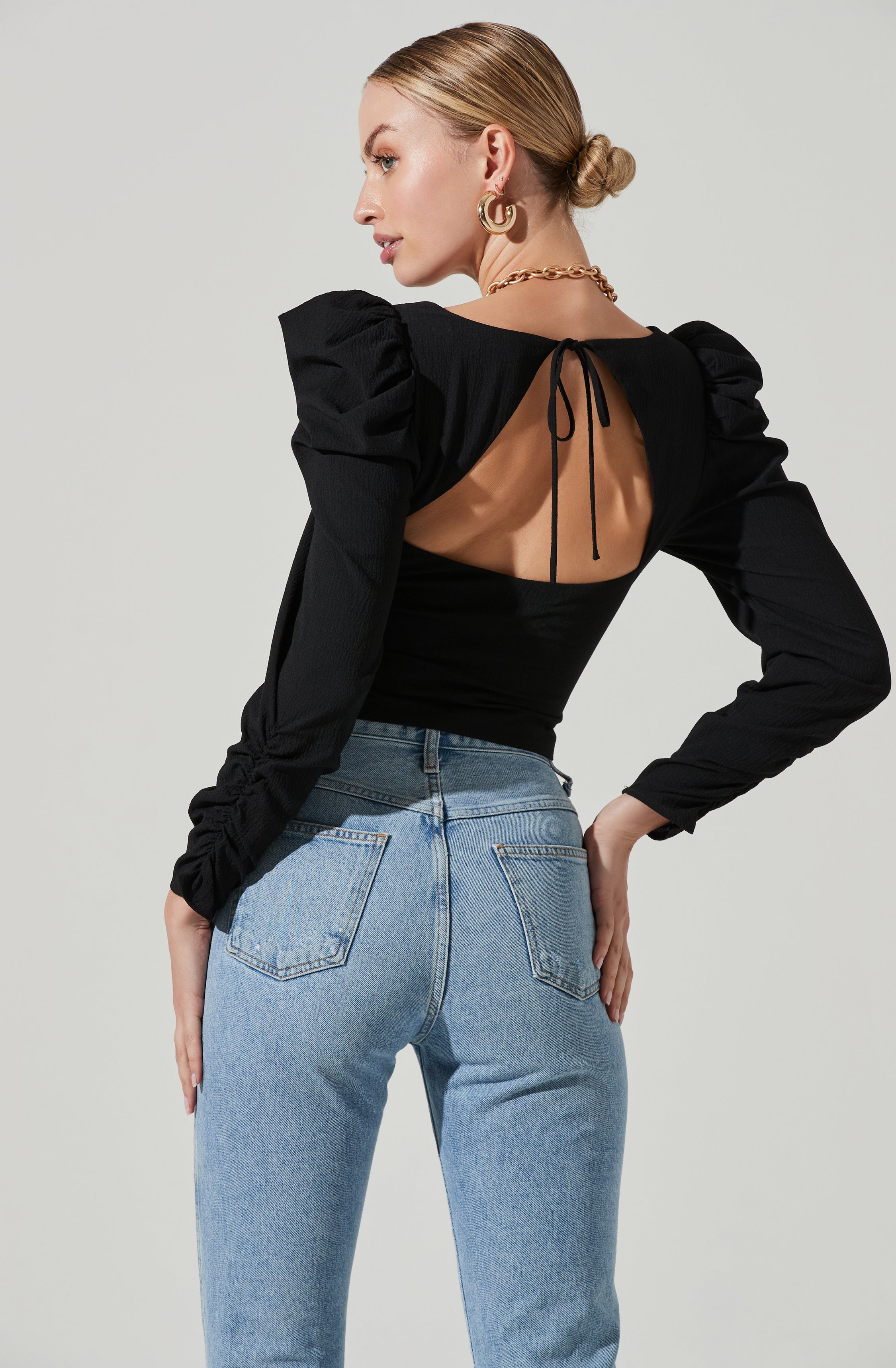Quinn Ruched Sleeve Corset Top-Aljck