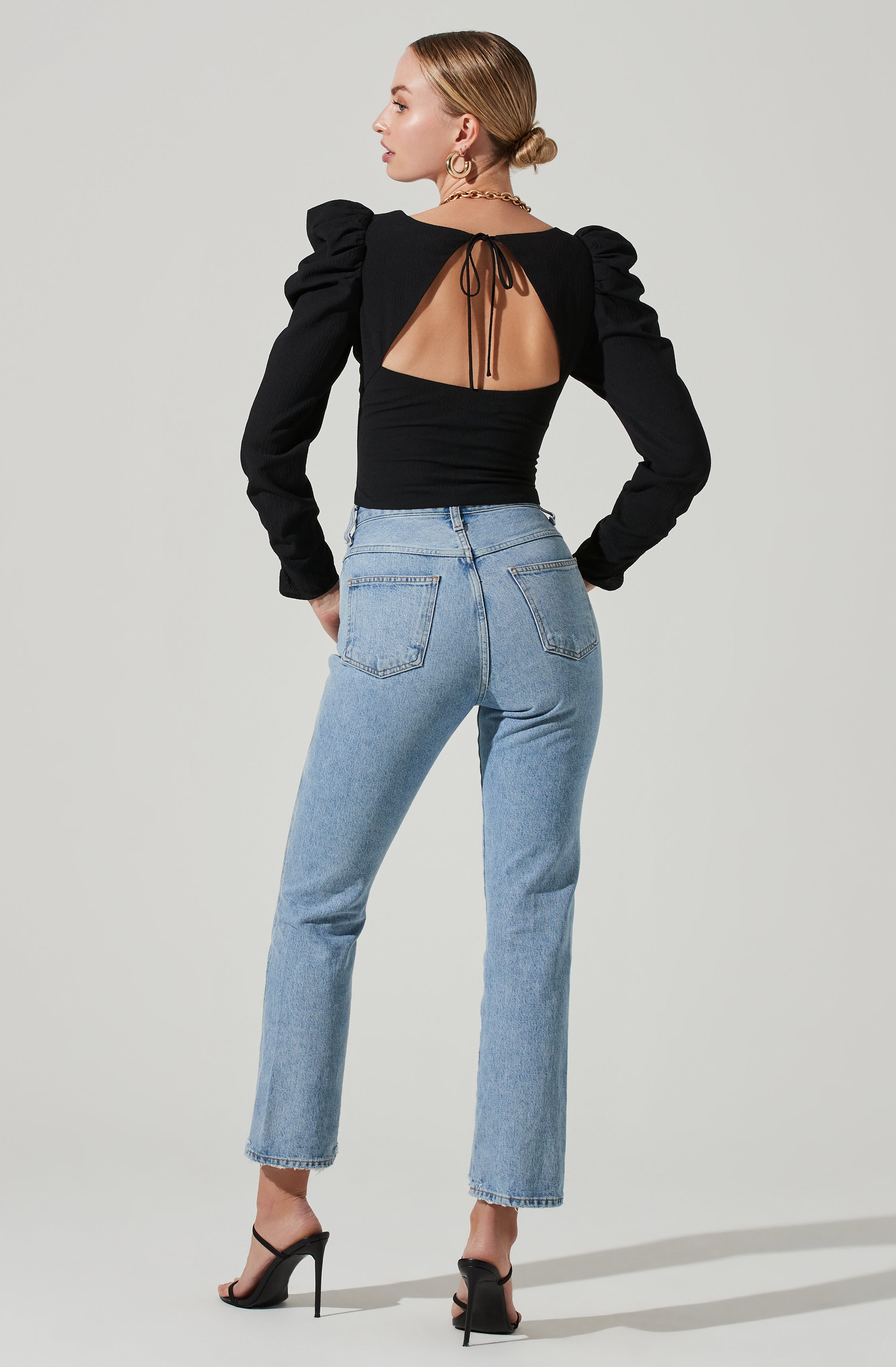 Quinn Ruched Sleeve Corset Top-Aljck