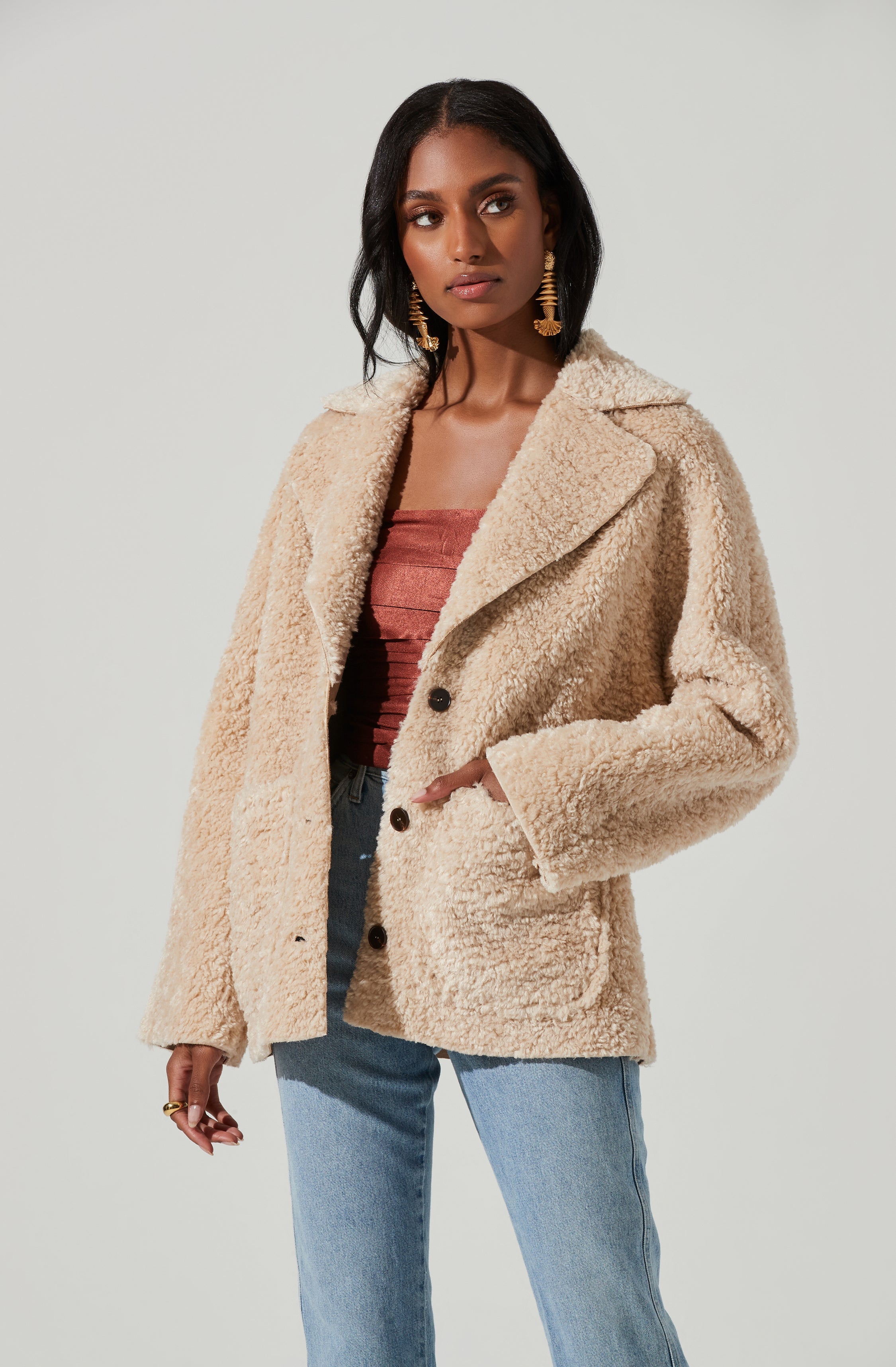 Willow Faux Shearling Coat-Aljck
