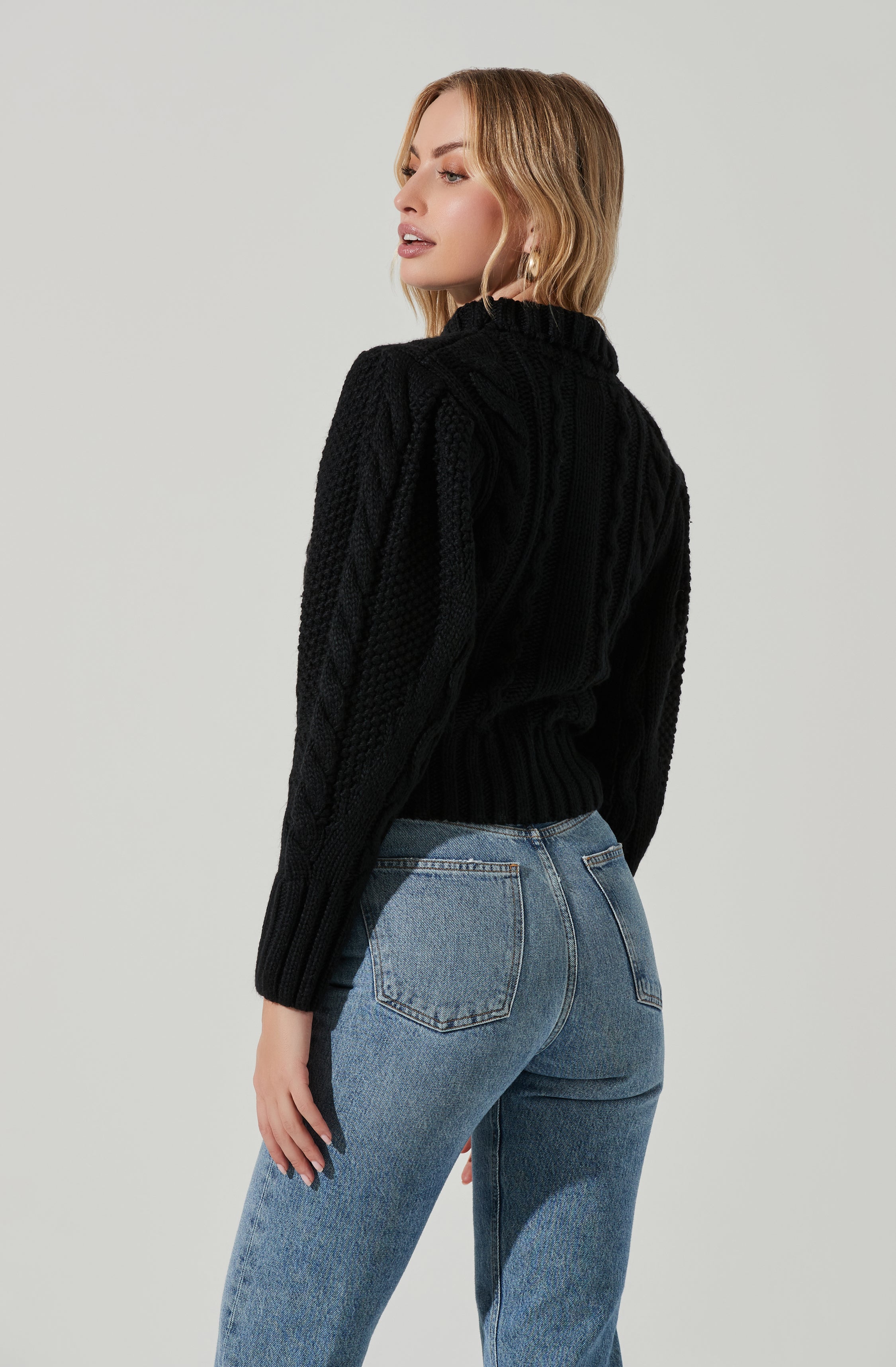 Haisley Cable Knit Turtleneck Sweater-Aljck