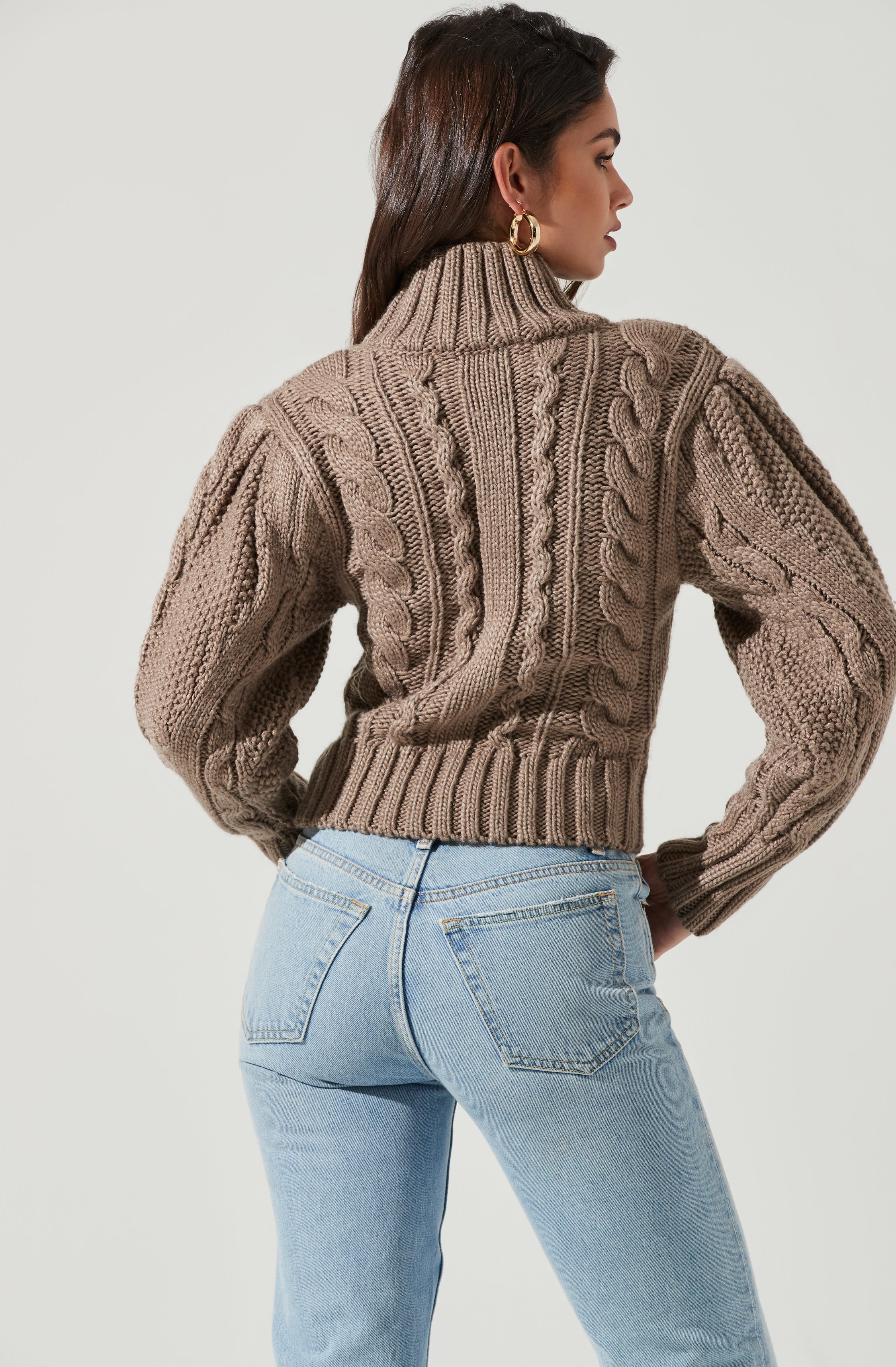 Haisley Cable Knit Turtleneck Sweater-Aljck