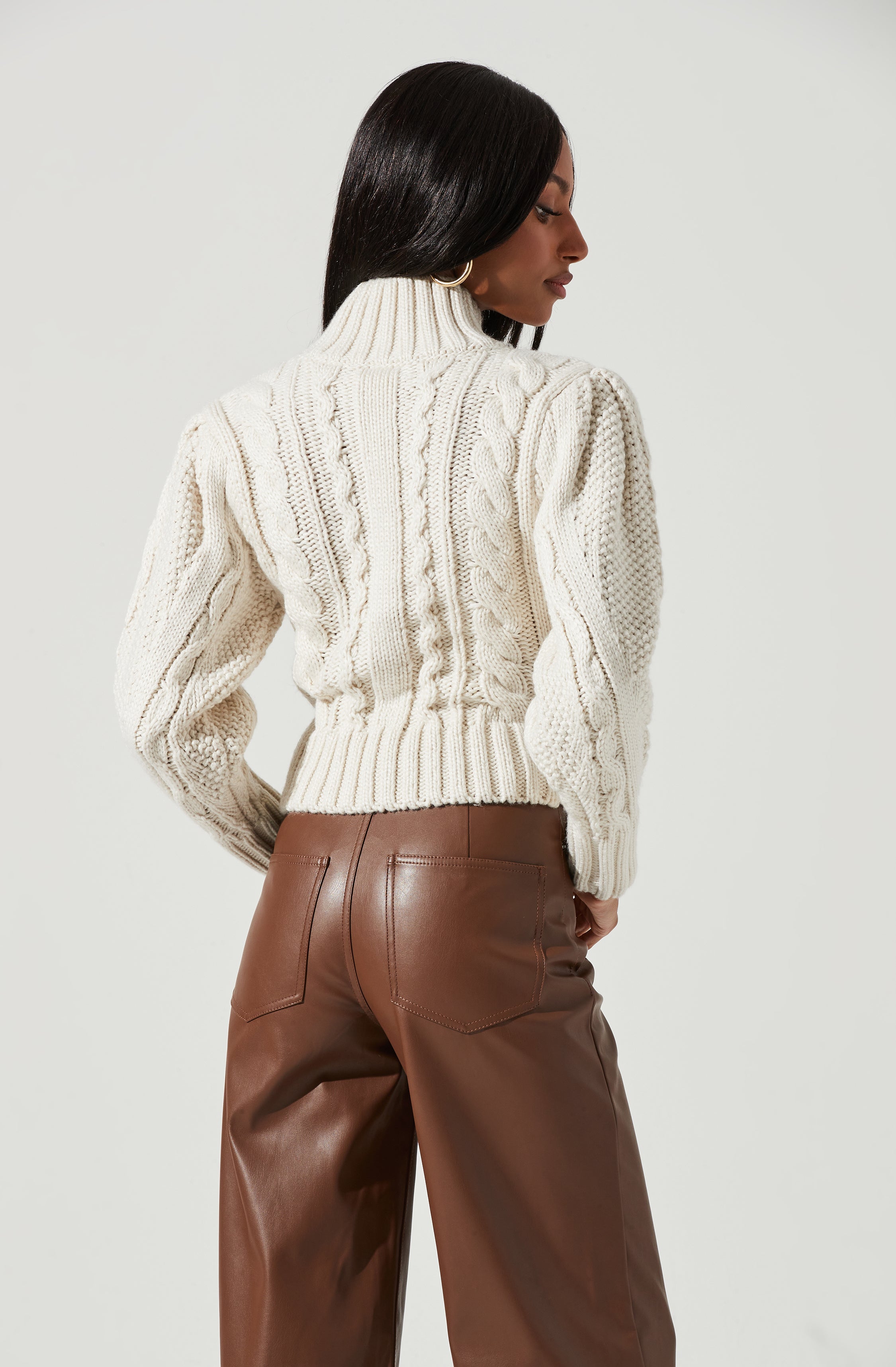 Haisley Cable Knit Turtleneck Sweater-Aljck