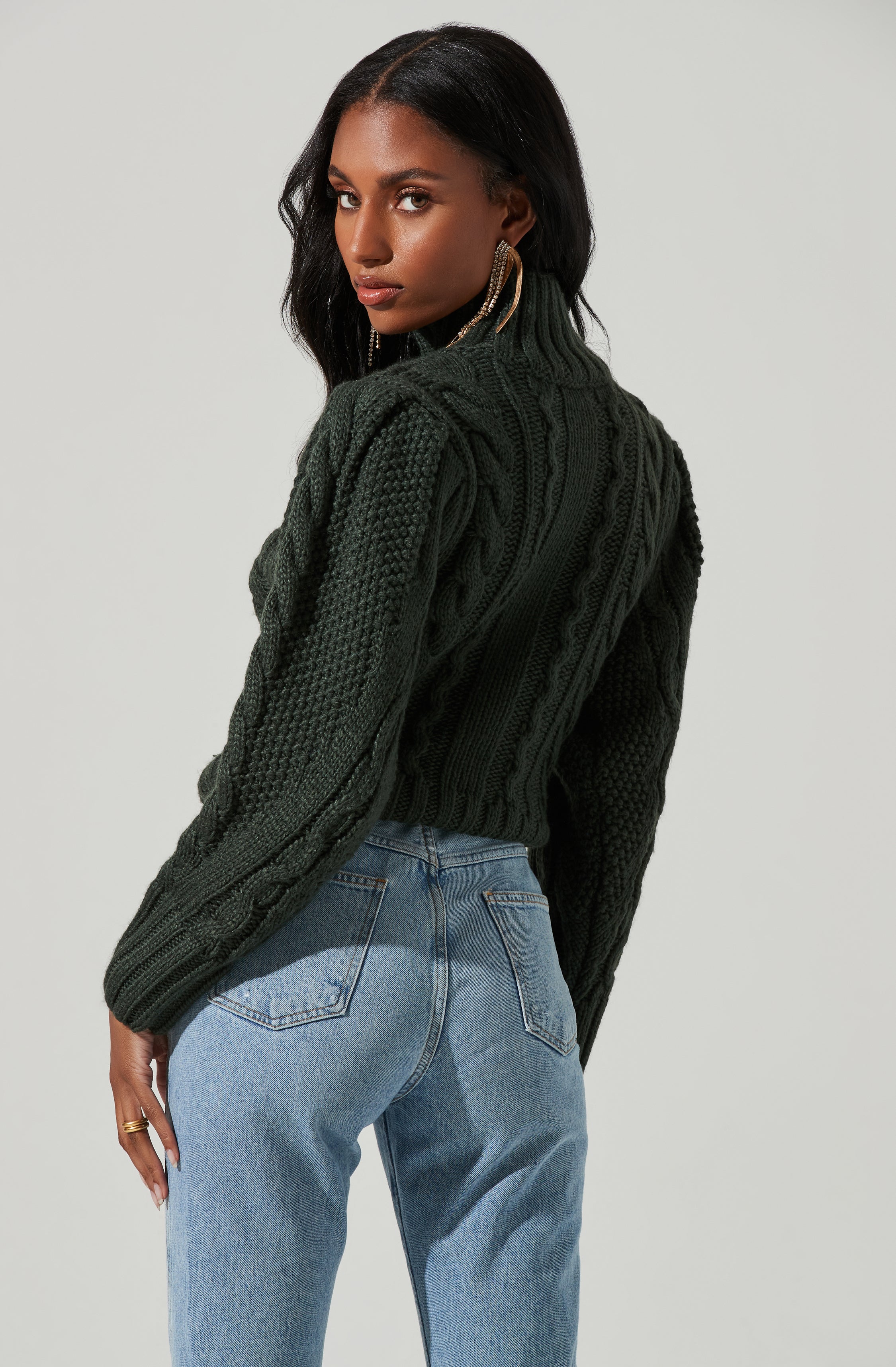 Haisley Cable Knit Turtleneck Sweater-Aljck