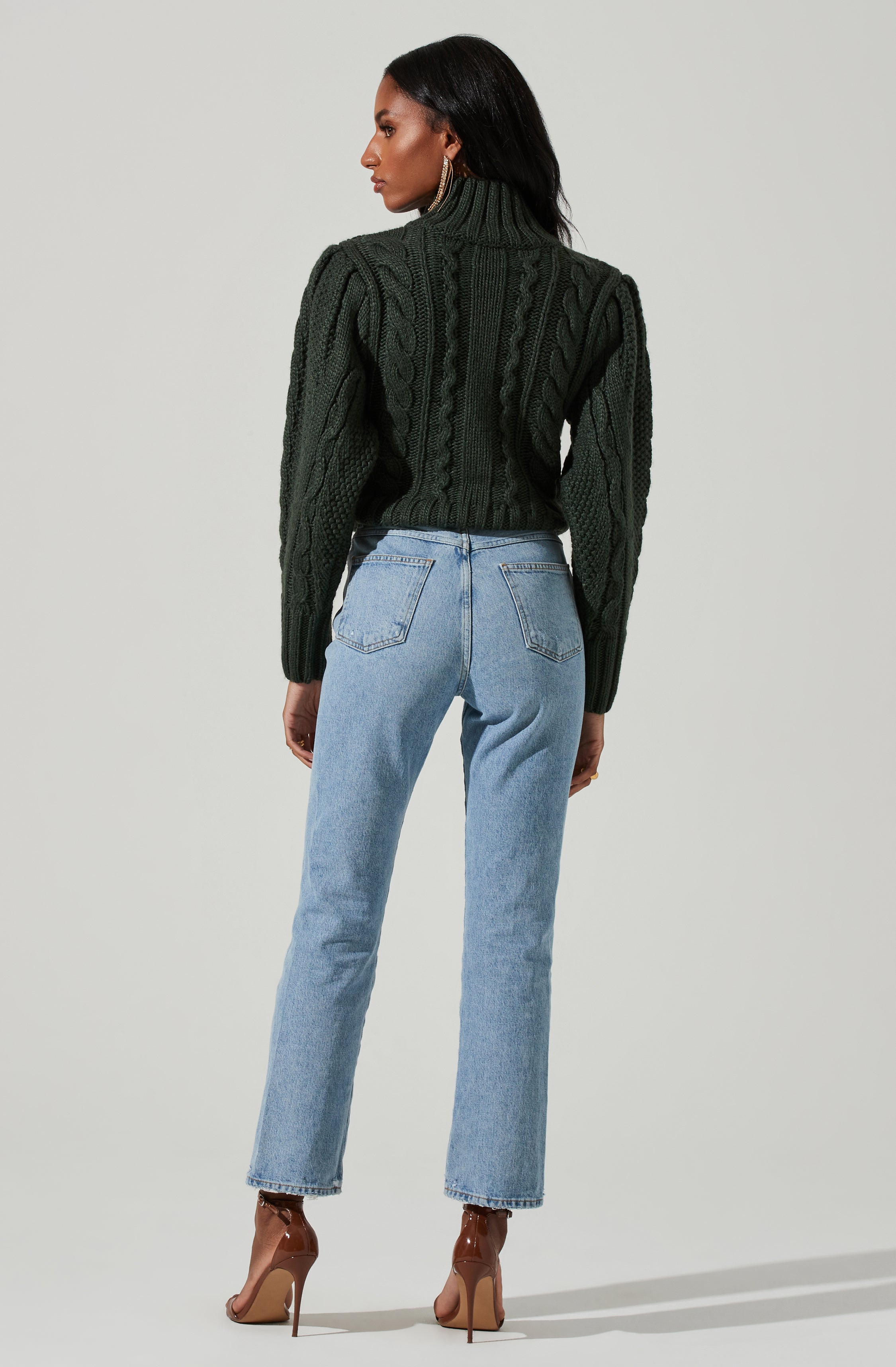 Haisley Cable Knit Turtleneck Sweater-Aljck