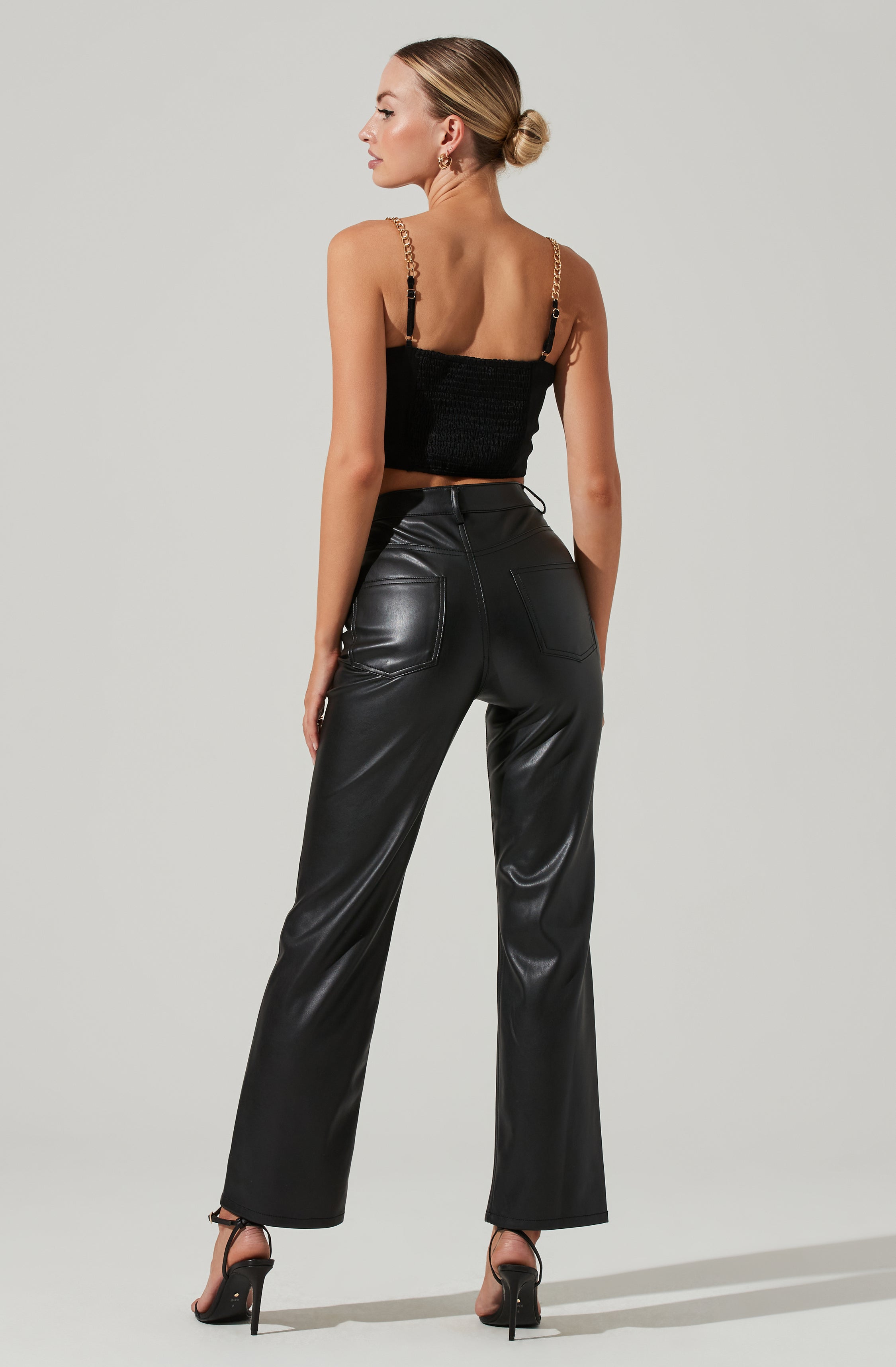 Turin Satin Chain Strap Top-Aljck